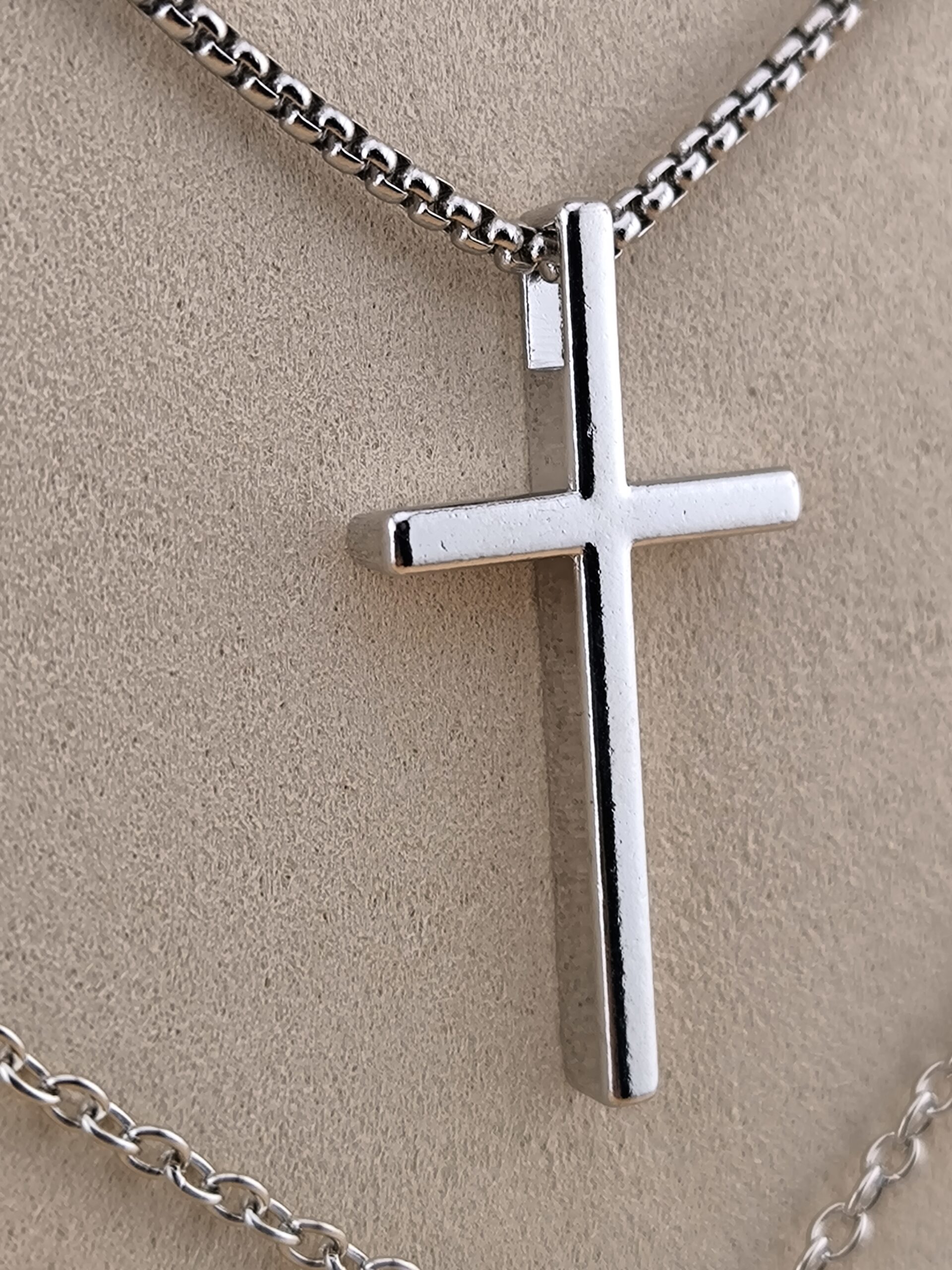 Steel cross necklace thin - Immagine 2