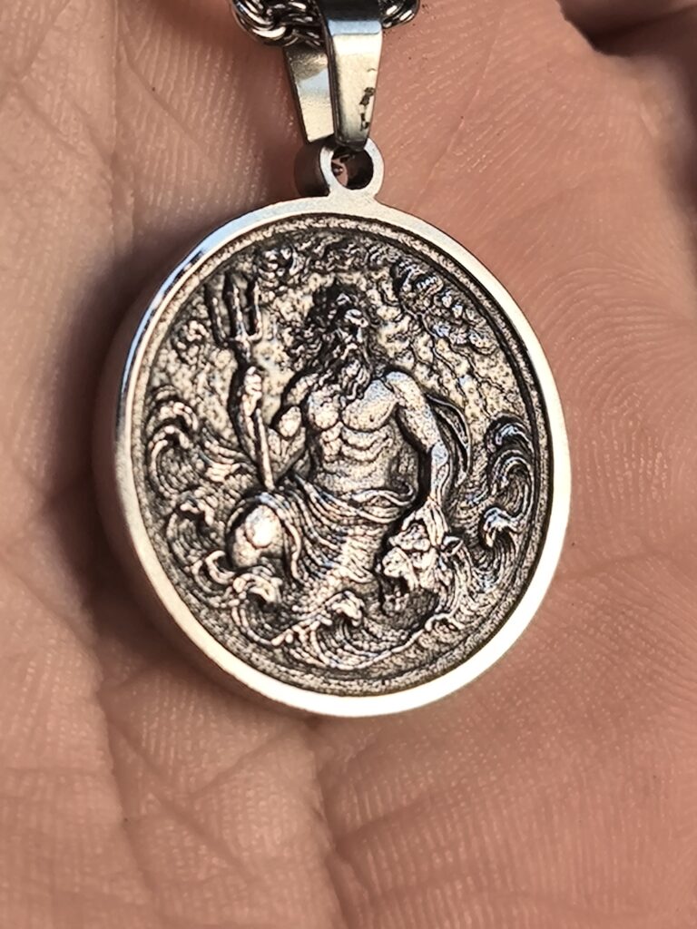 Poseidon Stainless Steel Pendant – Handcrafted Mythological Jewelry - Image 8
