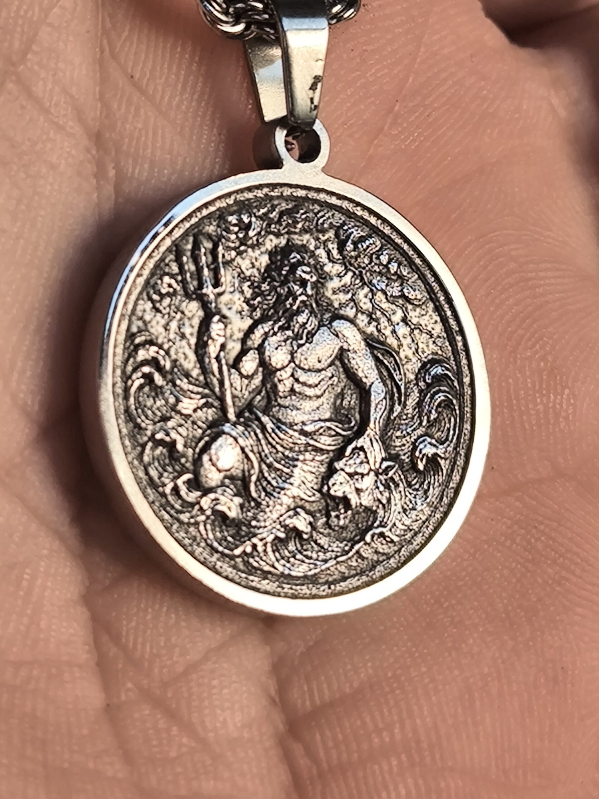 Poseidon Stainless Steel Pendant – Handcrafted Mythological Jewelry - Image 8