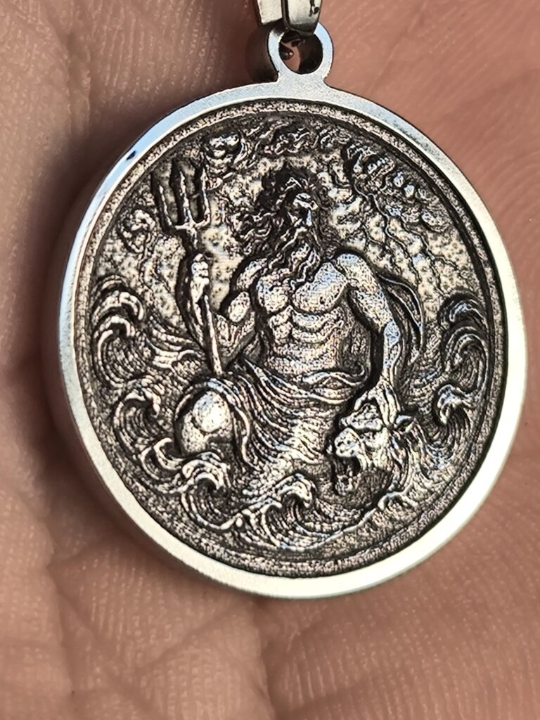 Poseidon Stainless Steel Pendant – Handcrafted Mythological Jewelry - Image 2