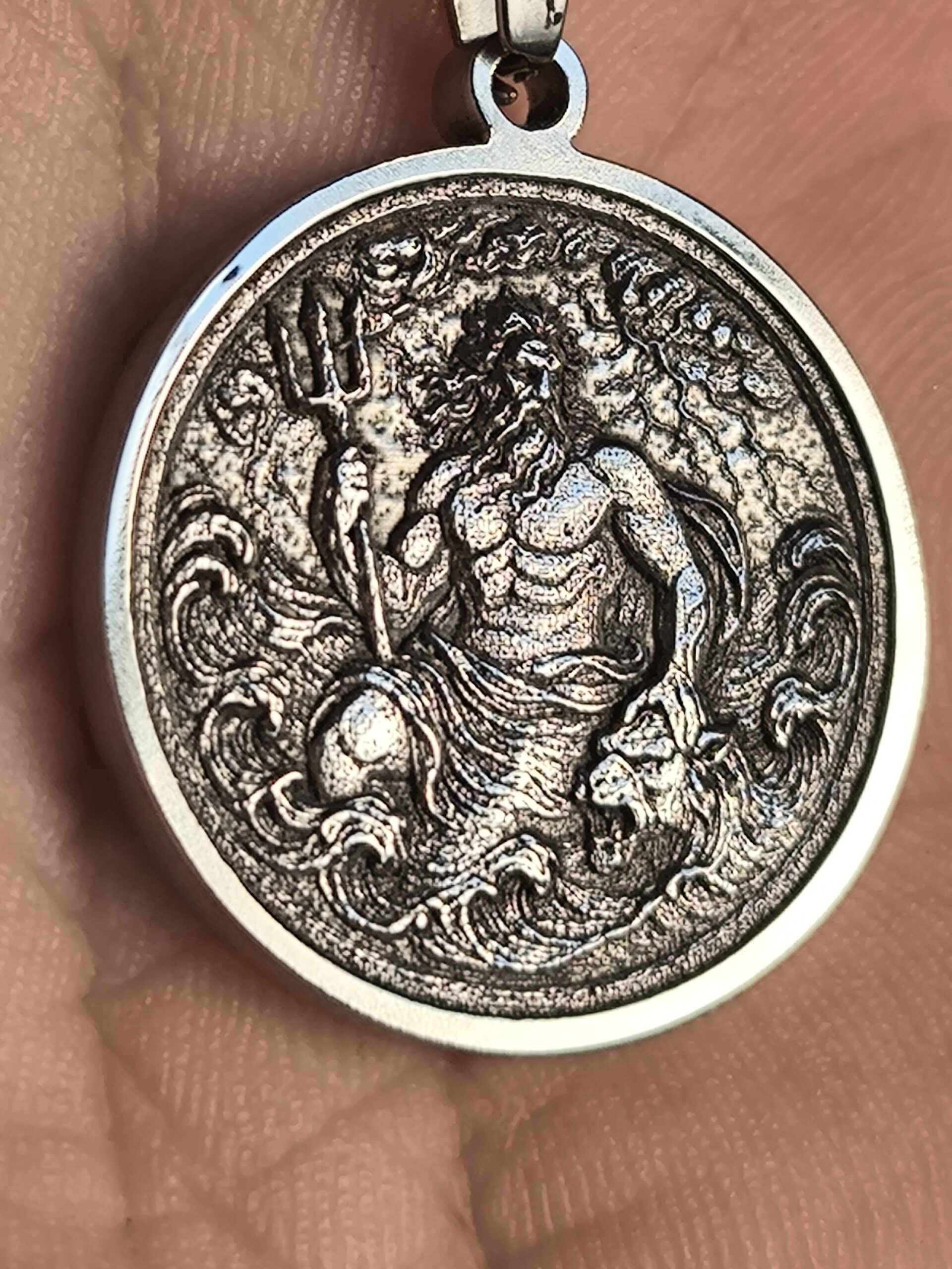 Poseidon Stainless Steel Pendant – Handcrafted Mythological Jewelry - Image 2