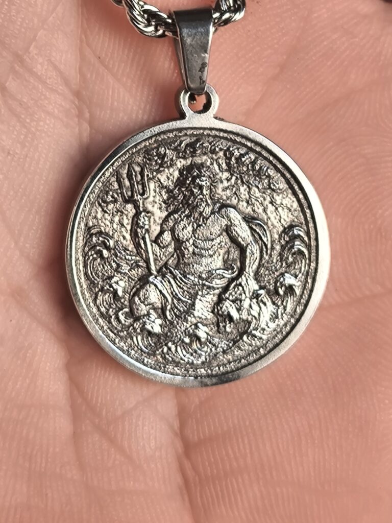 Poseidon Stainless Steel Pendant – Handcrafted Mythological Jewelry - Image 6