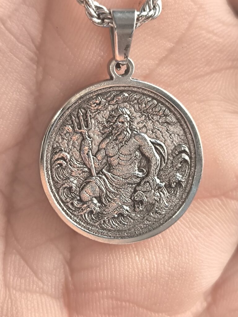 Poseidon Stainless Steel Pendant – Handcrafted Mythological Jewelry - Image 7