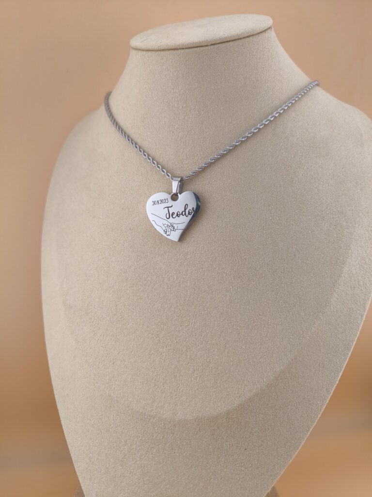 Personalized Heart Pendant – Baby Name ; Birth Date - Image 3