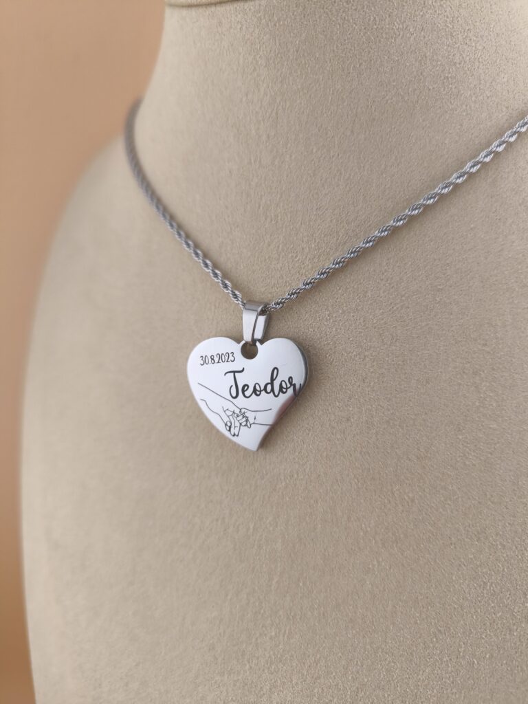 Personalized Heart Pendant – Baby Name ; Birth Date - Image 4