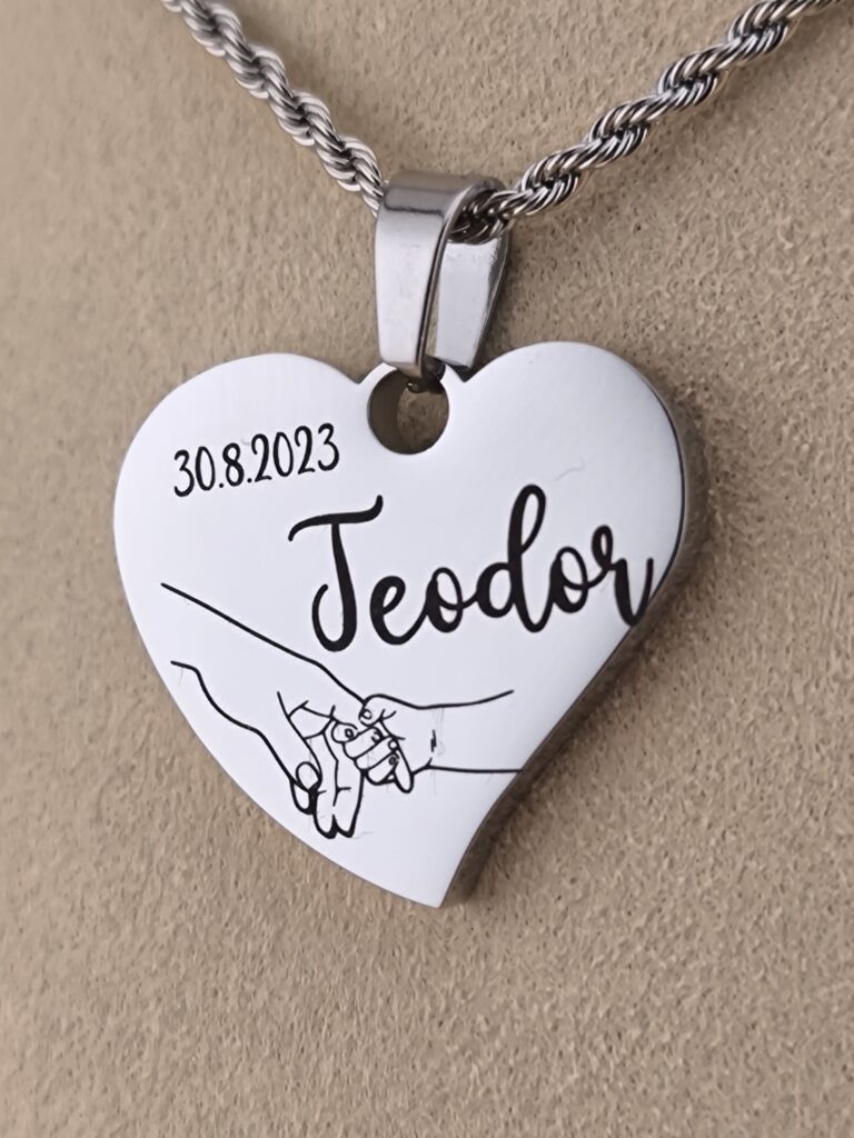 Personalized Heart Pendant – Baby Name ; Birth Date - Image 2