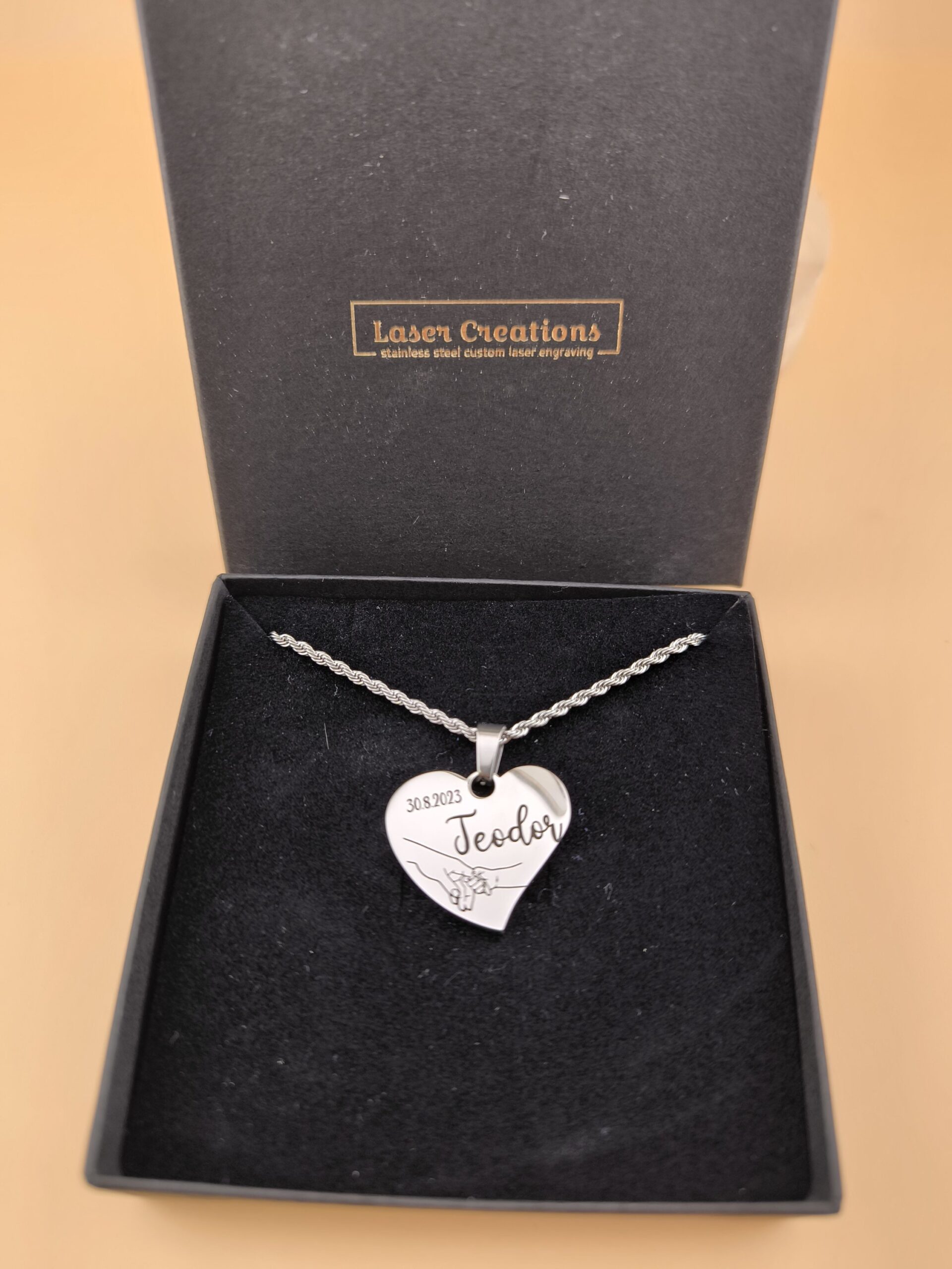 Personalized Heart Pendant – Baby Name ; Birth Date - Image 5