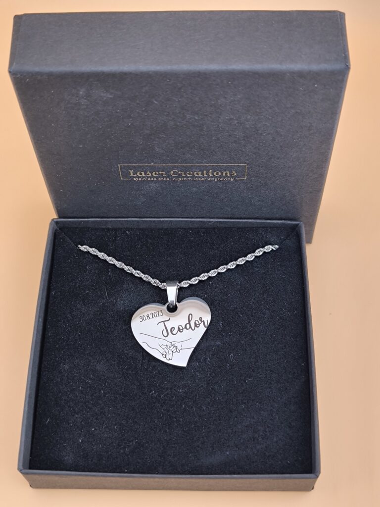 Personalized Heart Pendant – Baby Name ; Birth Date - Image 6
