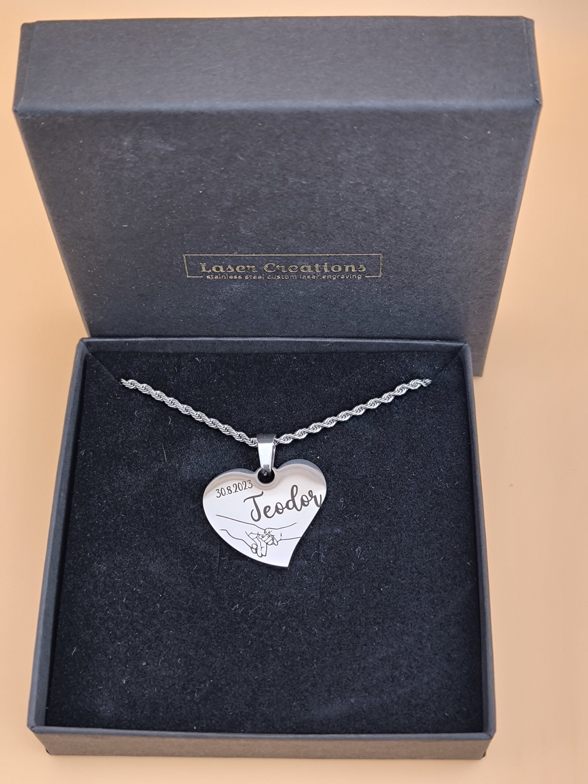 Personalized Heart Pendant – Baby Name ; Birth Date - Image 6
