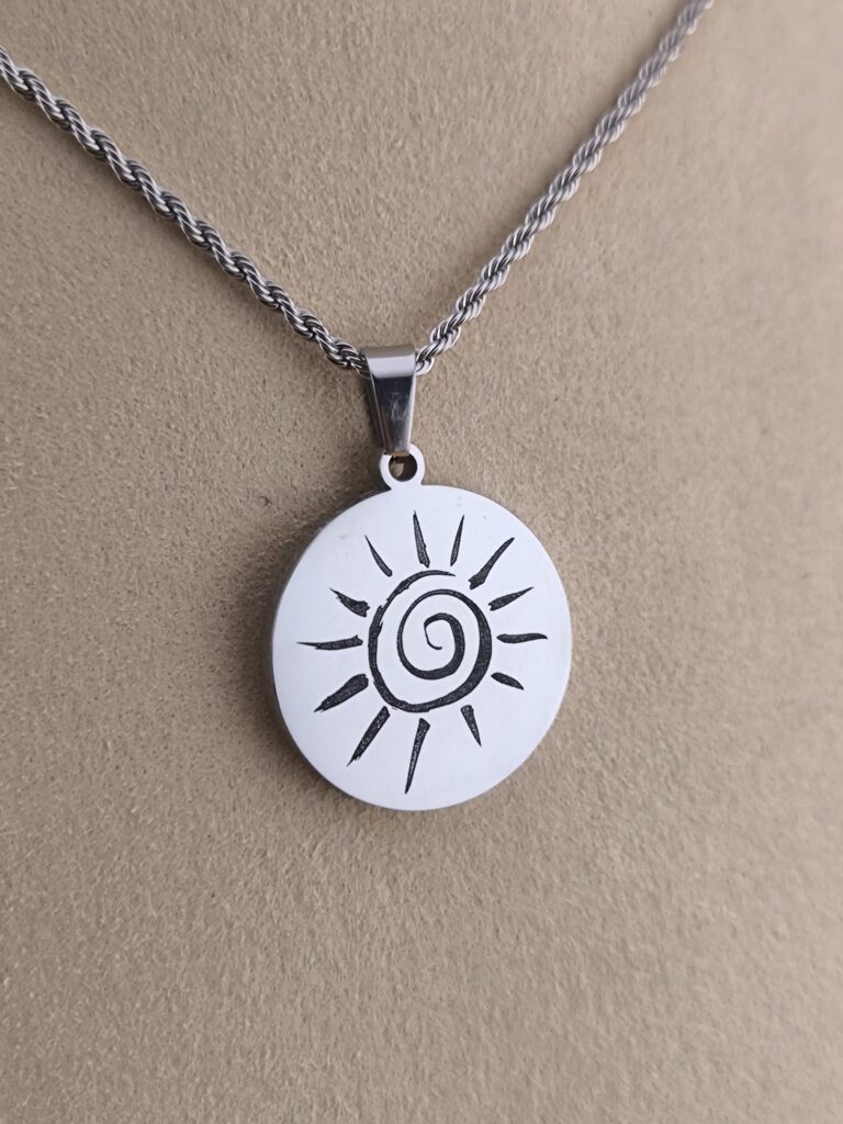 Sun Spiral Pendant – Handcrafted Stainless Steel Jewelry - Image 3