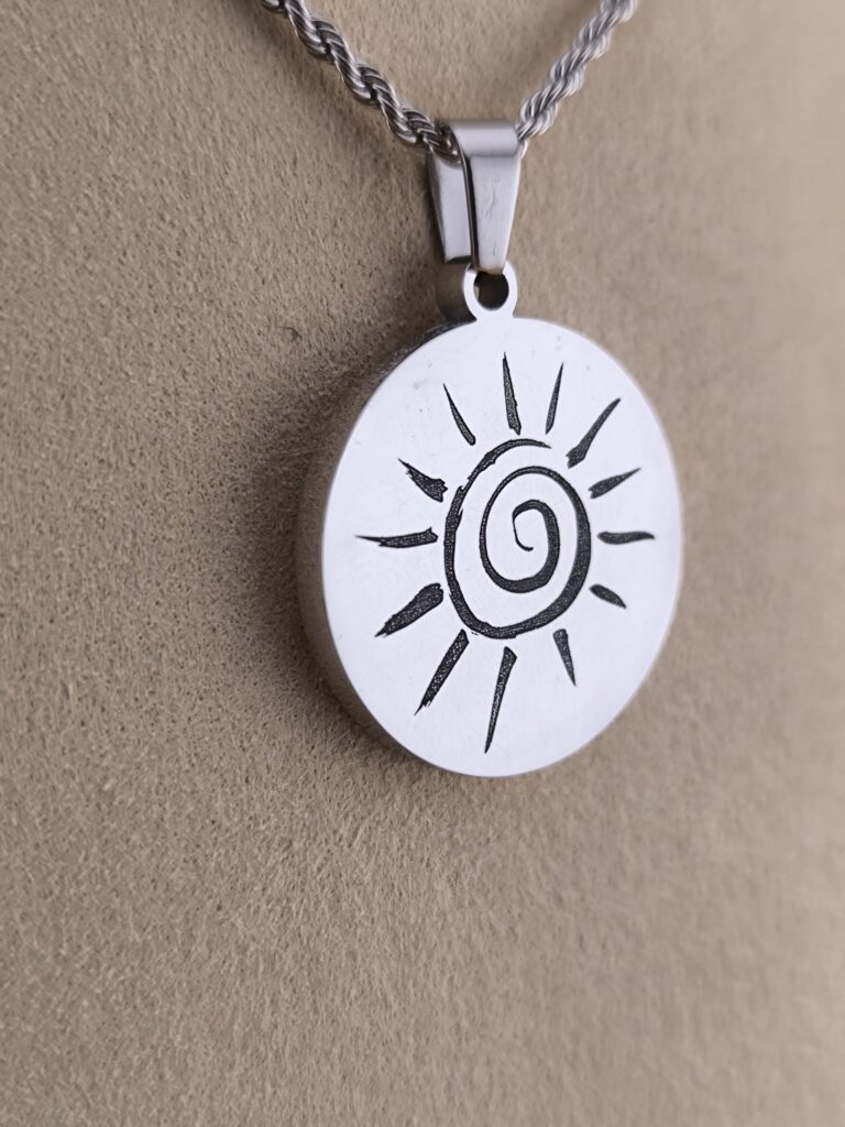 Sun Spiral Pendant – Handcrafted Stainless Steel Jewelry - Image 5