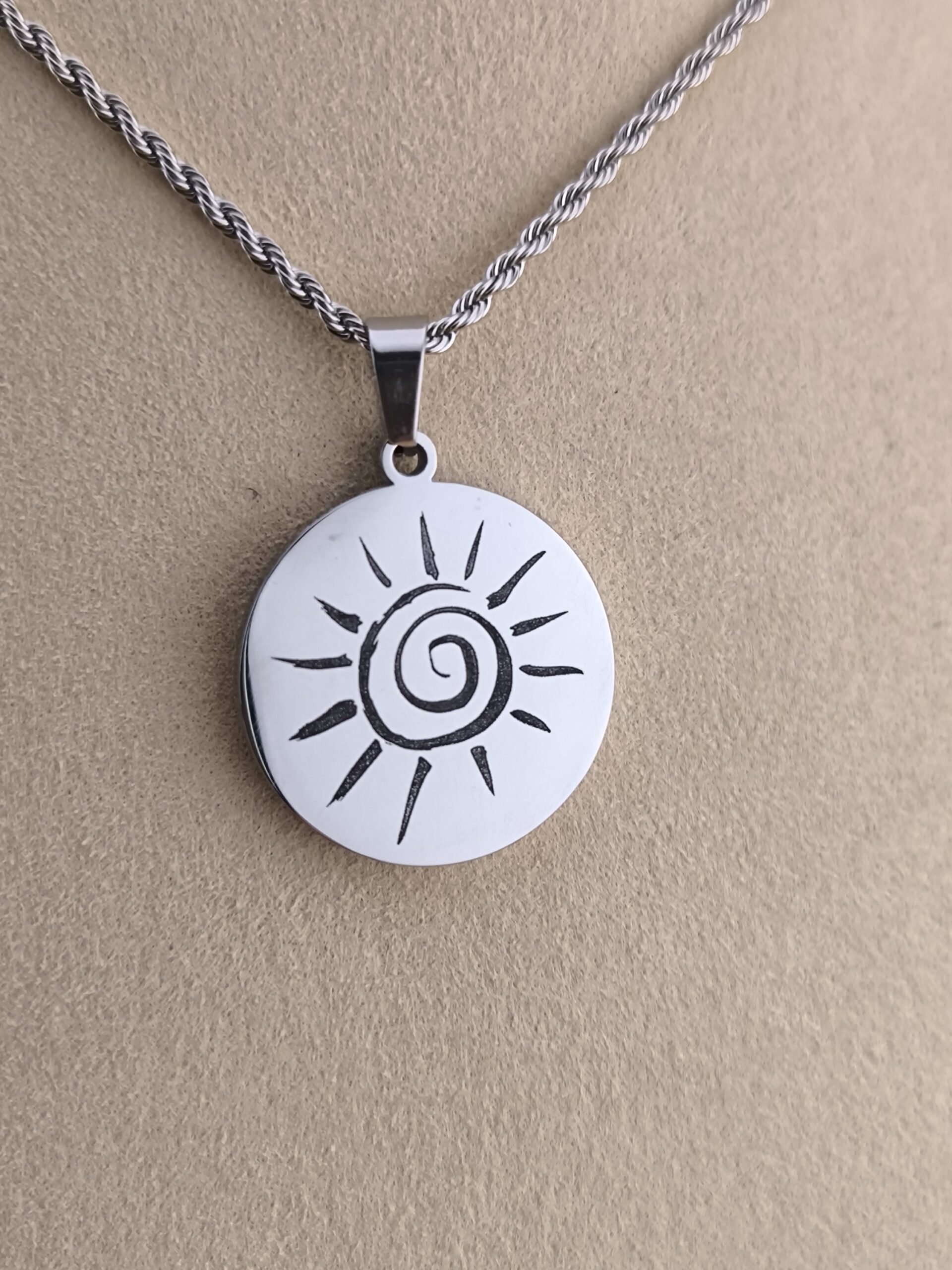 Sun Spiral Pendant – Handcrafted Stainless Steel Jewelry