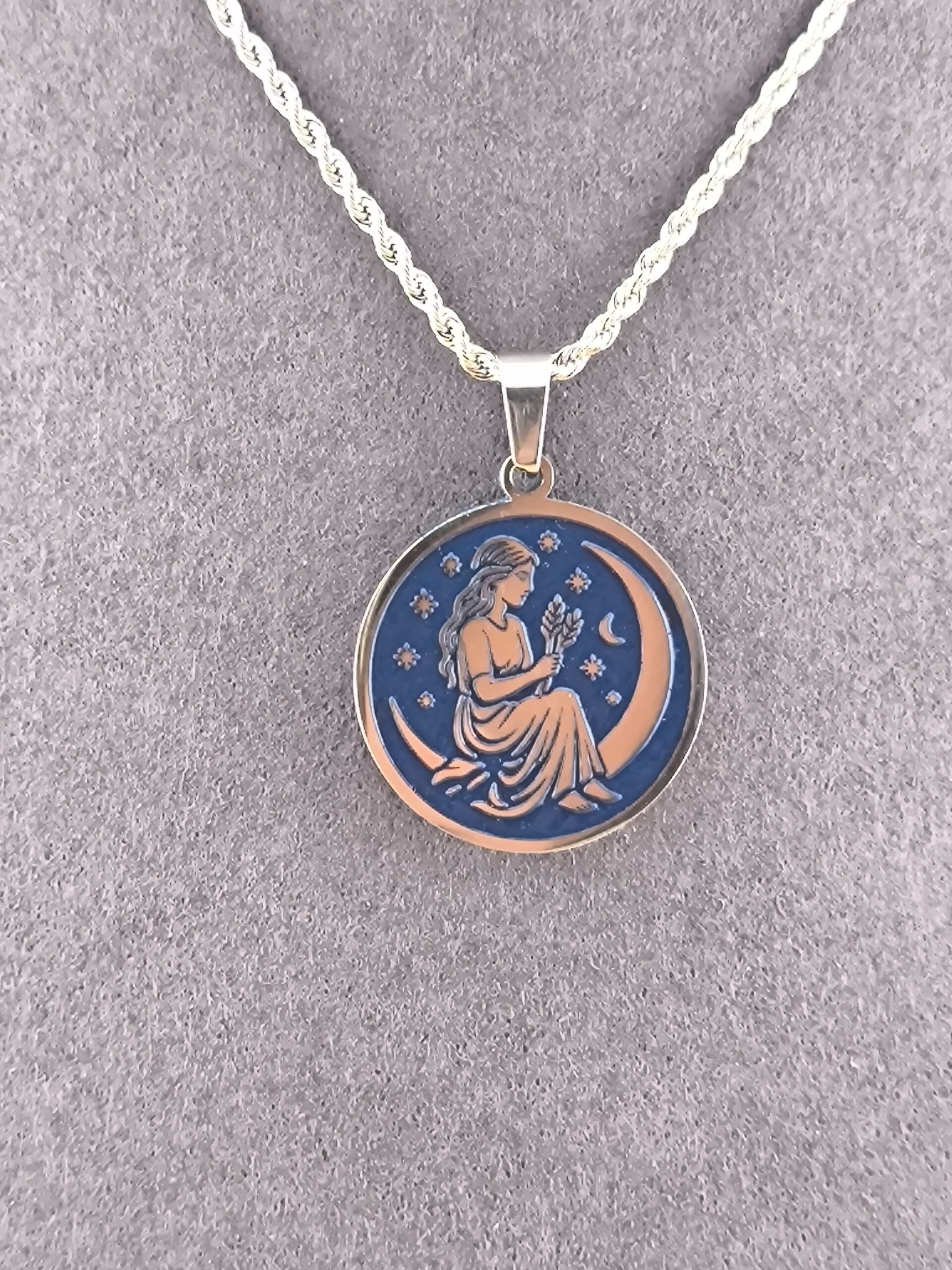 Virgo zodiac necklace - blue - Obrázok 3