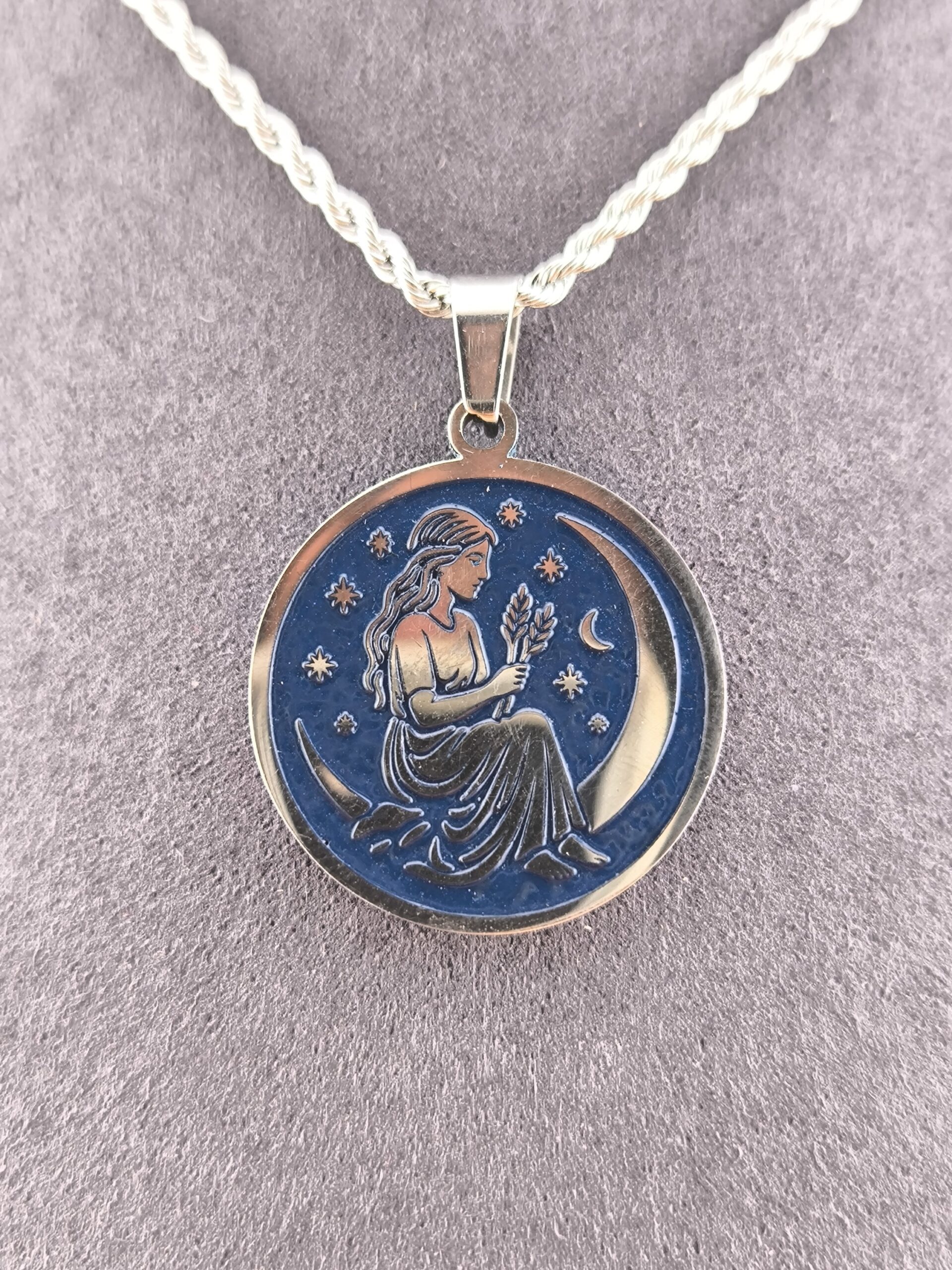 Virgo zodiac necklace - blue