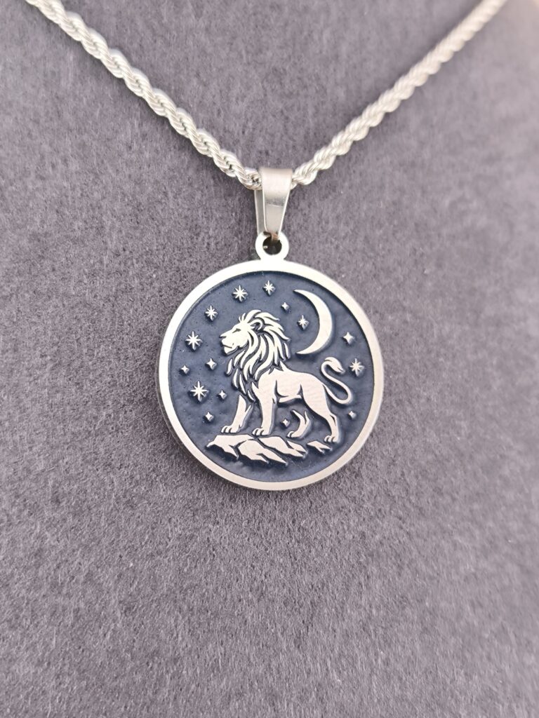 Leo zodiac necklace - blue - Image 5