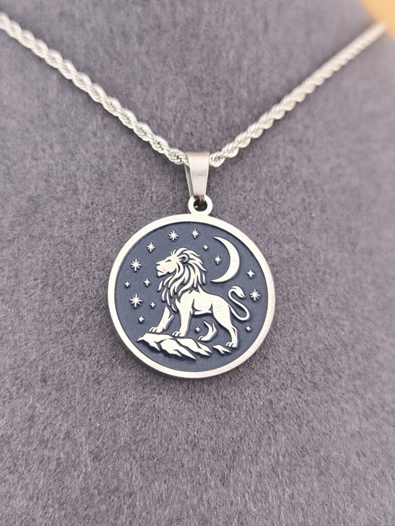 Leo zodiac necklace - blue - Image 4
