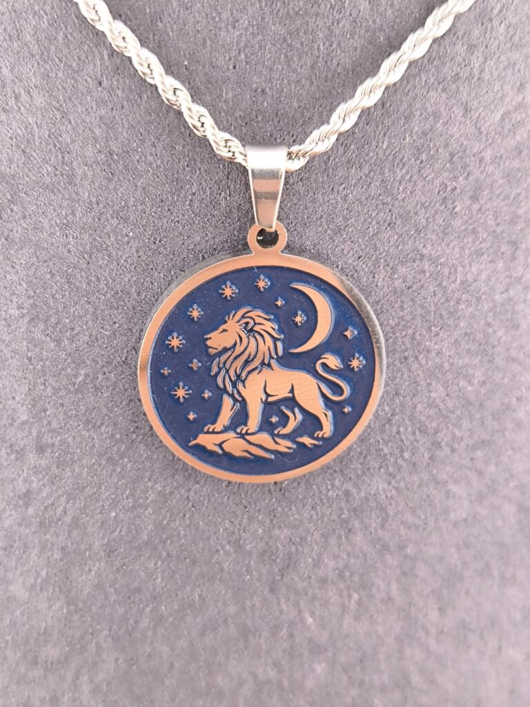 Leo zodiac necklace - blue - Image 3