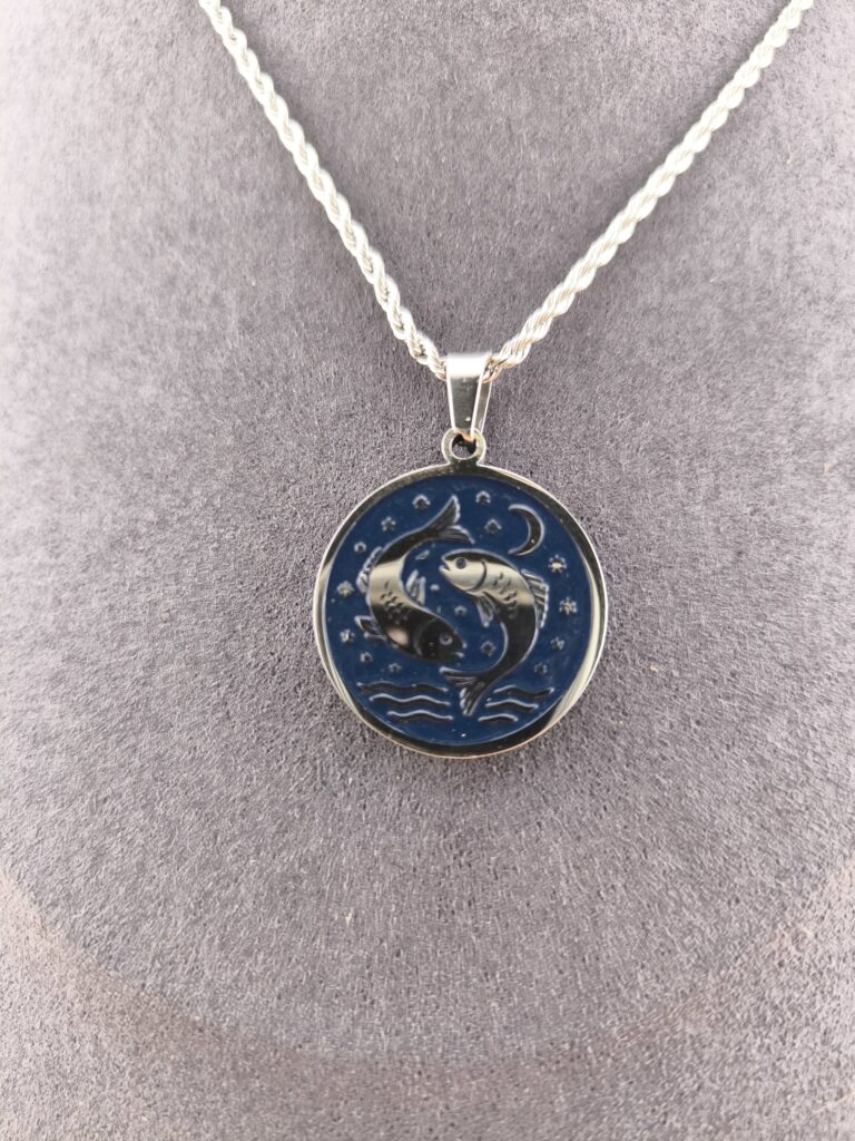 Pisces zodiac necklace - blue - Obrázok 5