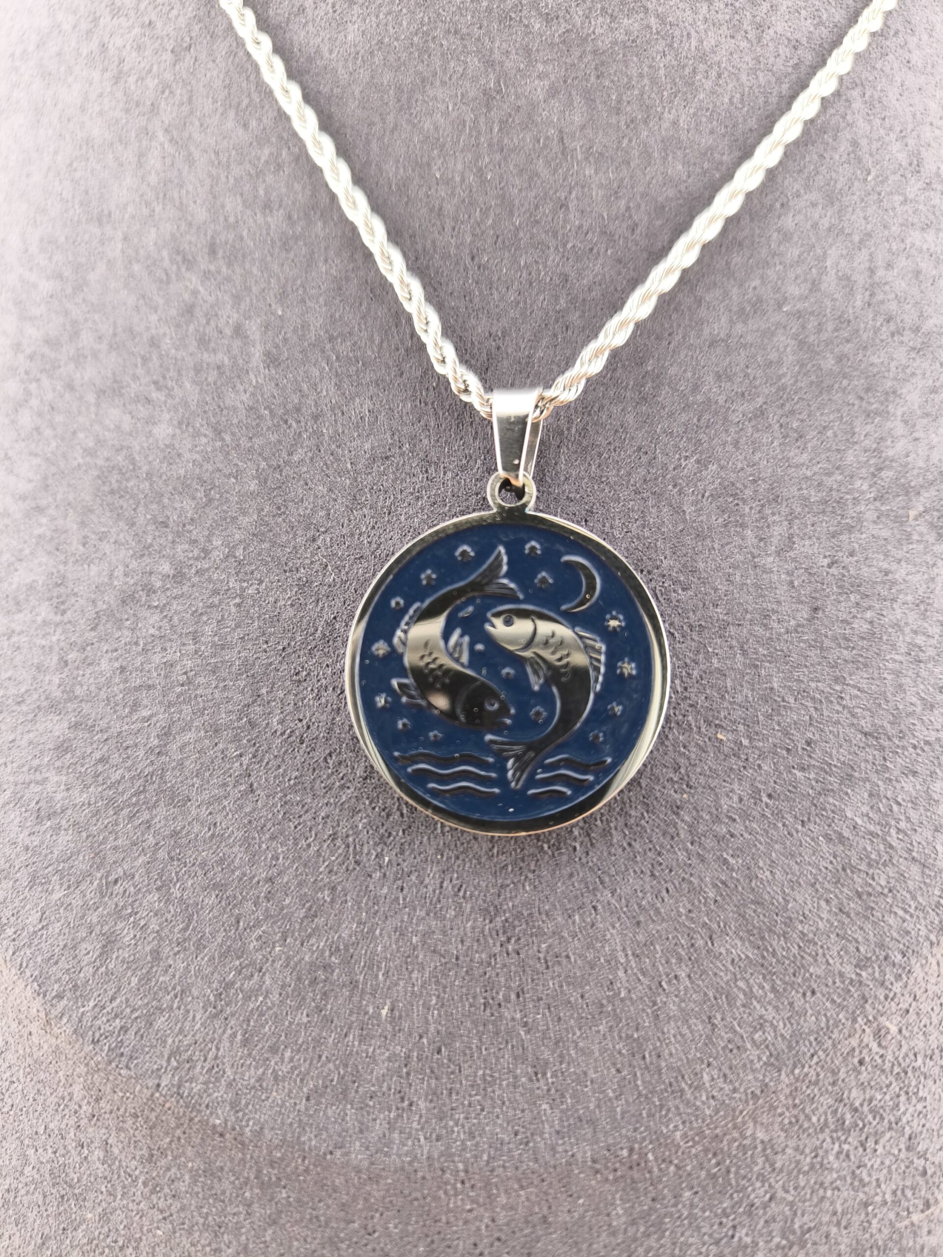 Pisces zodiac necklace - blue - Obrázok 5