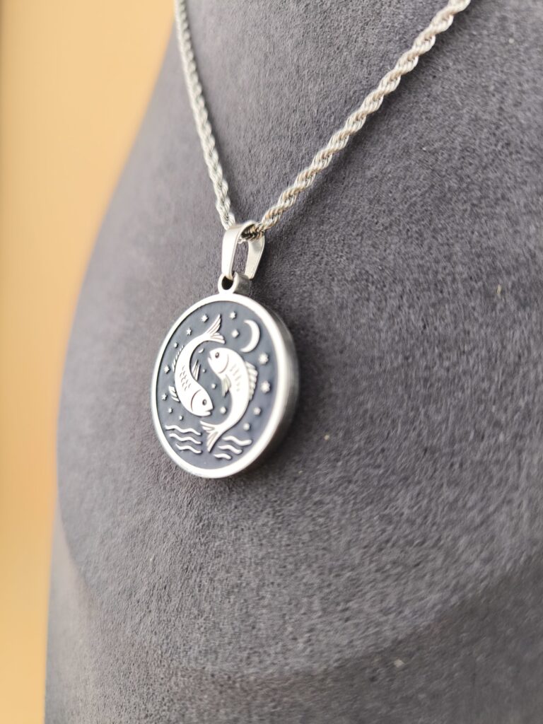 Pisces zodiac necklace - blue - Obrázok 4