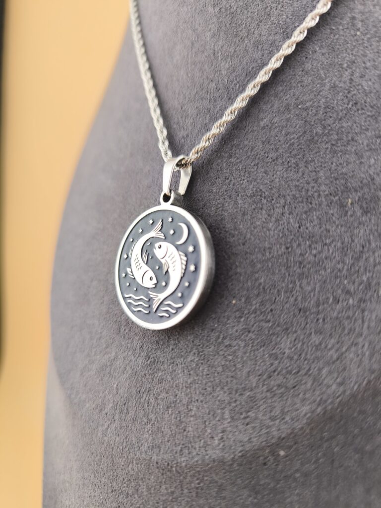 Pisces zodiac necklace - blue - Obrázok 6