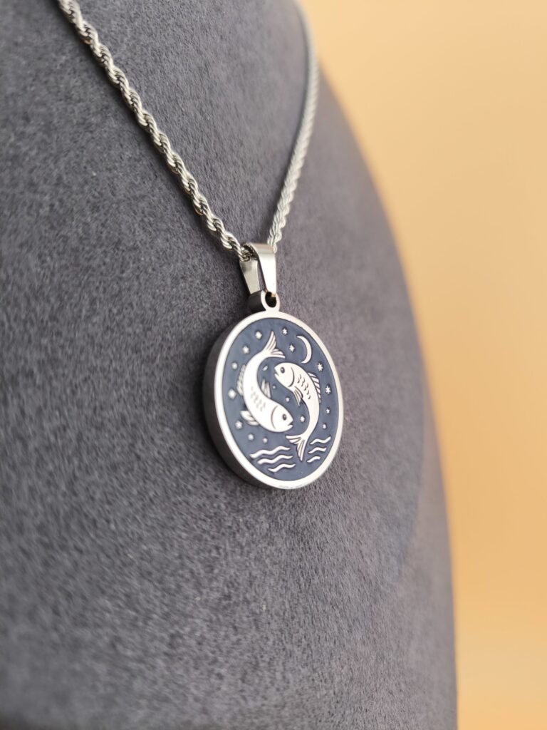 Pisces zodiac necklace - blue - Obrázok 3