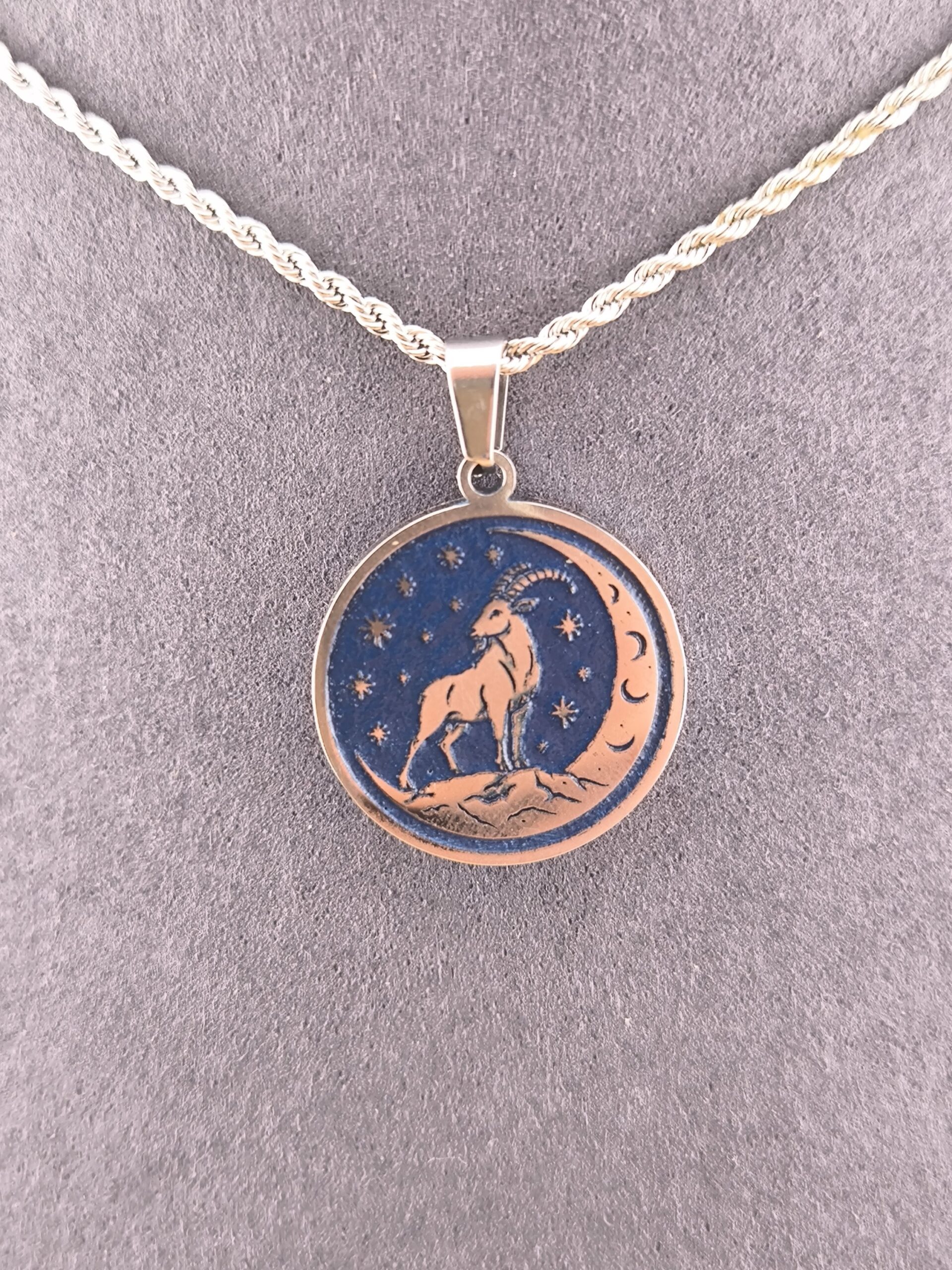 Capricorn zodiac necklace - blue