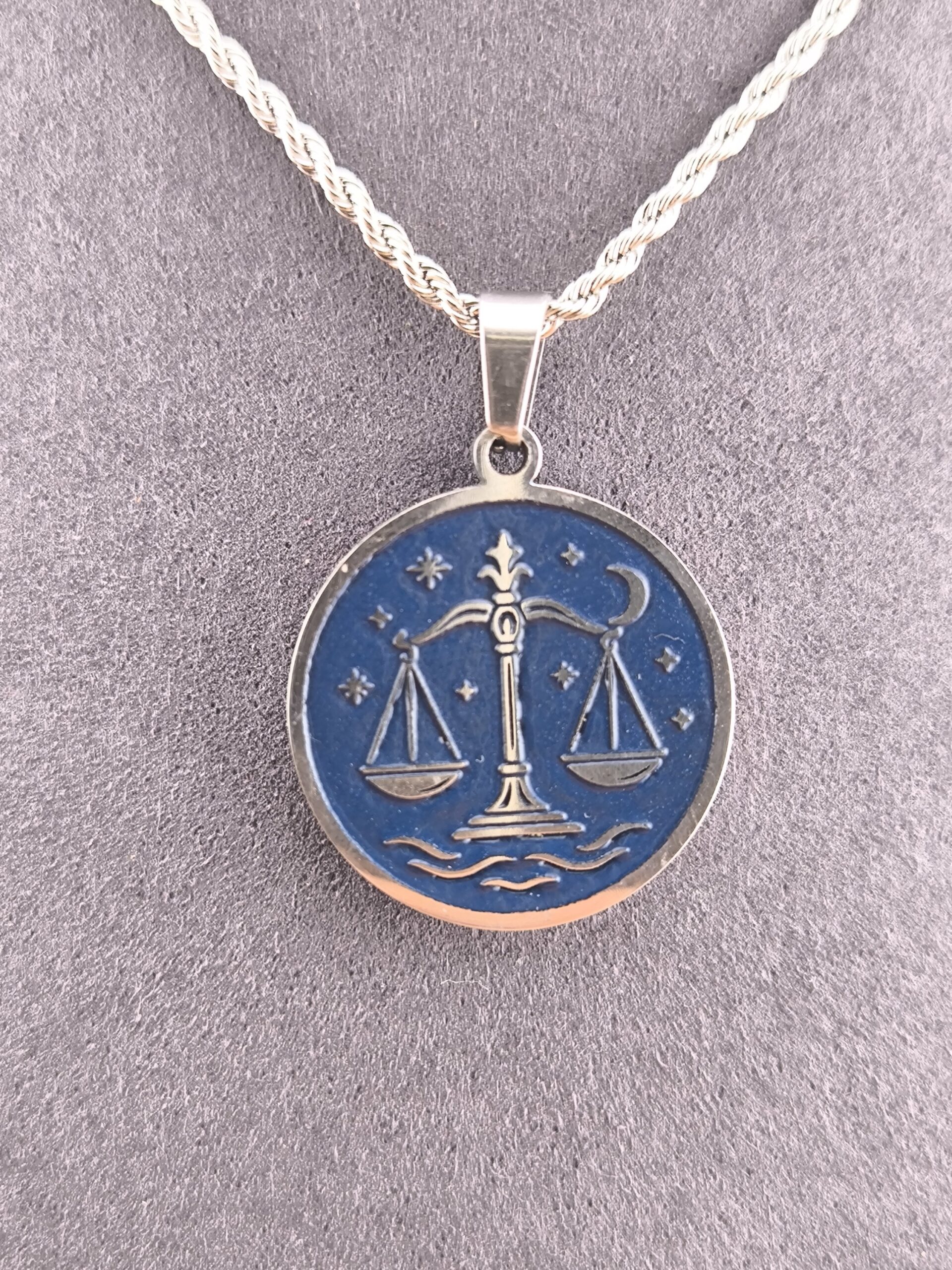 Libra zodiac necklace - blue