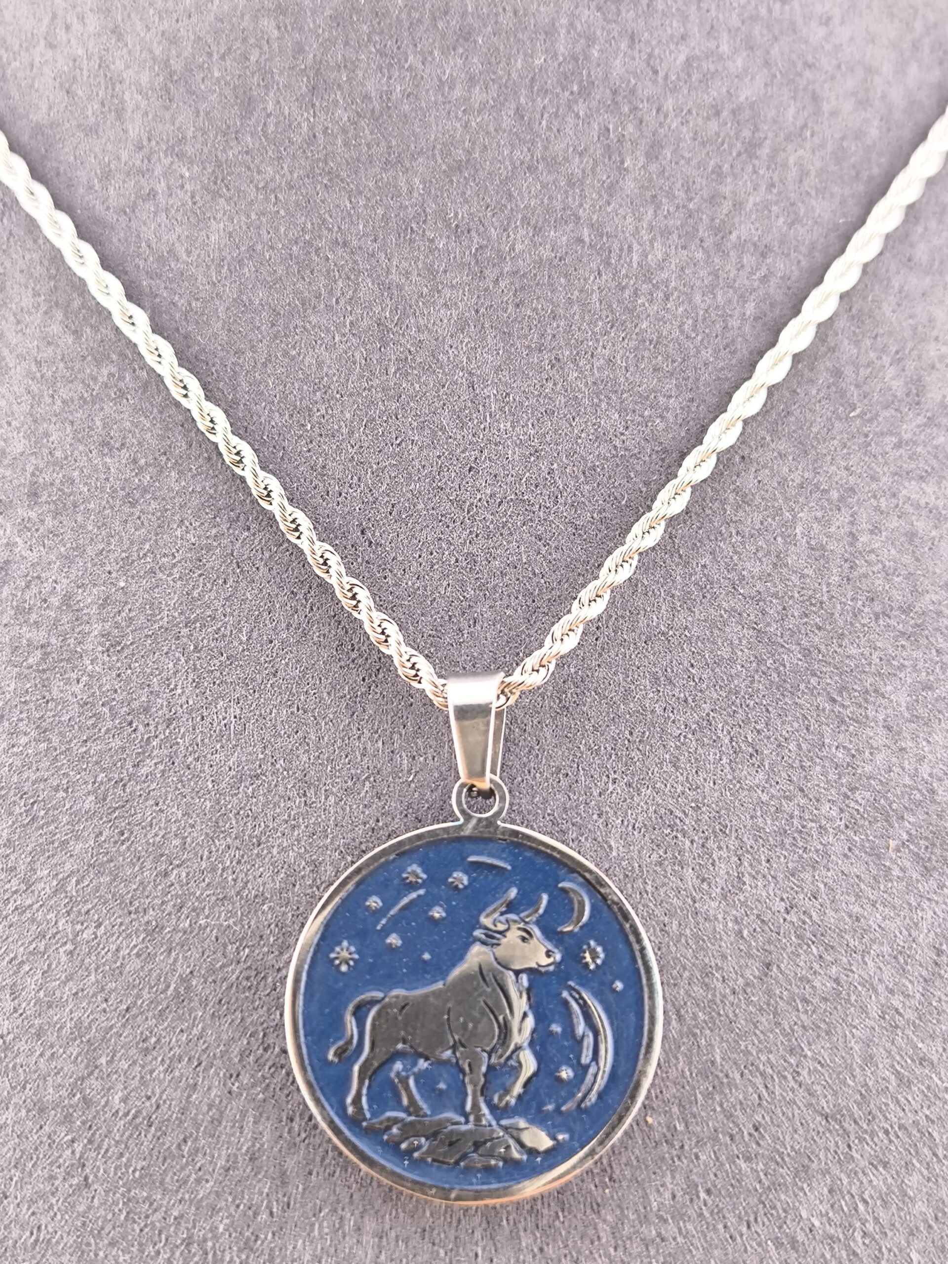 Taurus zodiac necklace - blue - Immagine 3