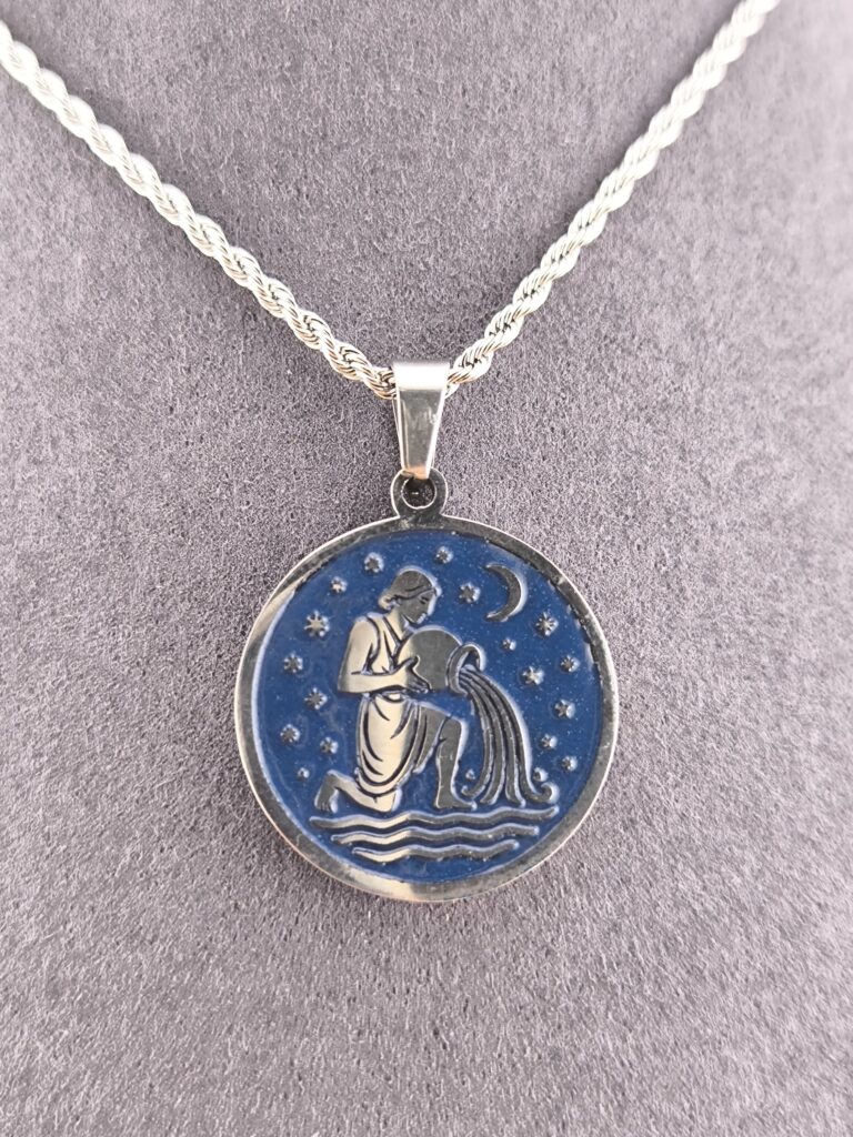 Aquarius zodiac necklace – blue - Image 2