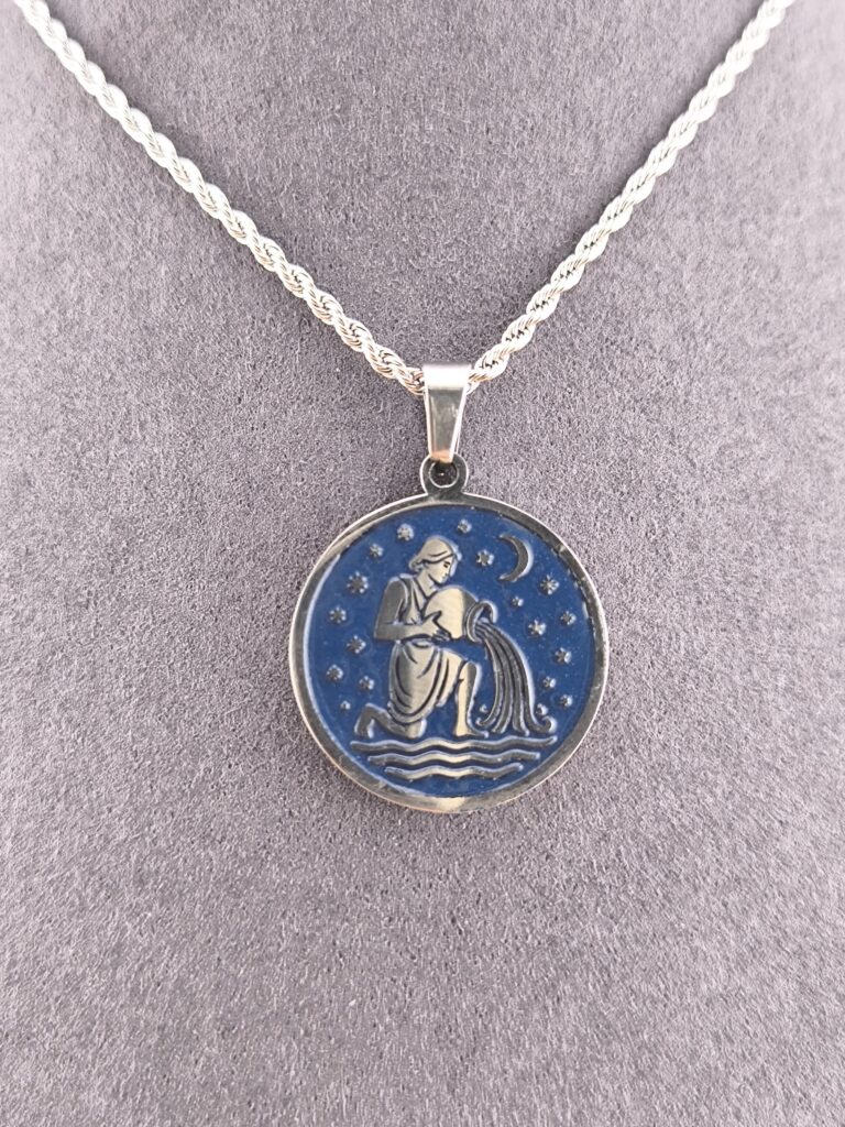 Aquarius zodiac necklace – blue - Image 9