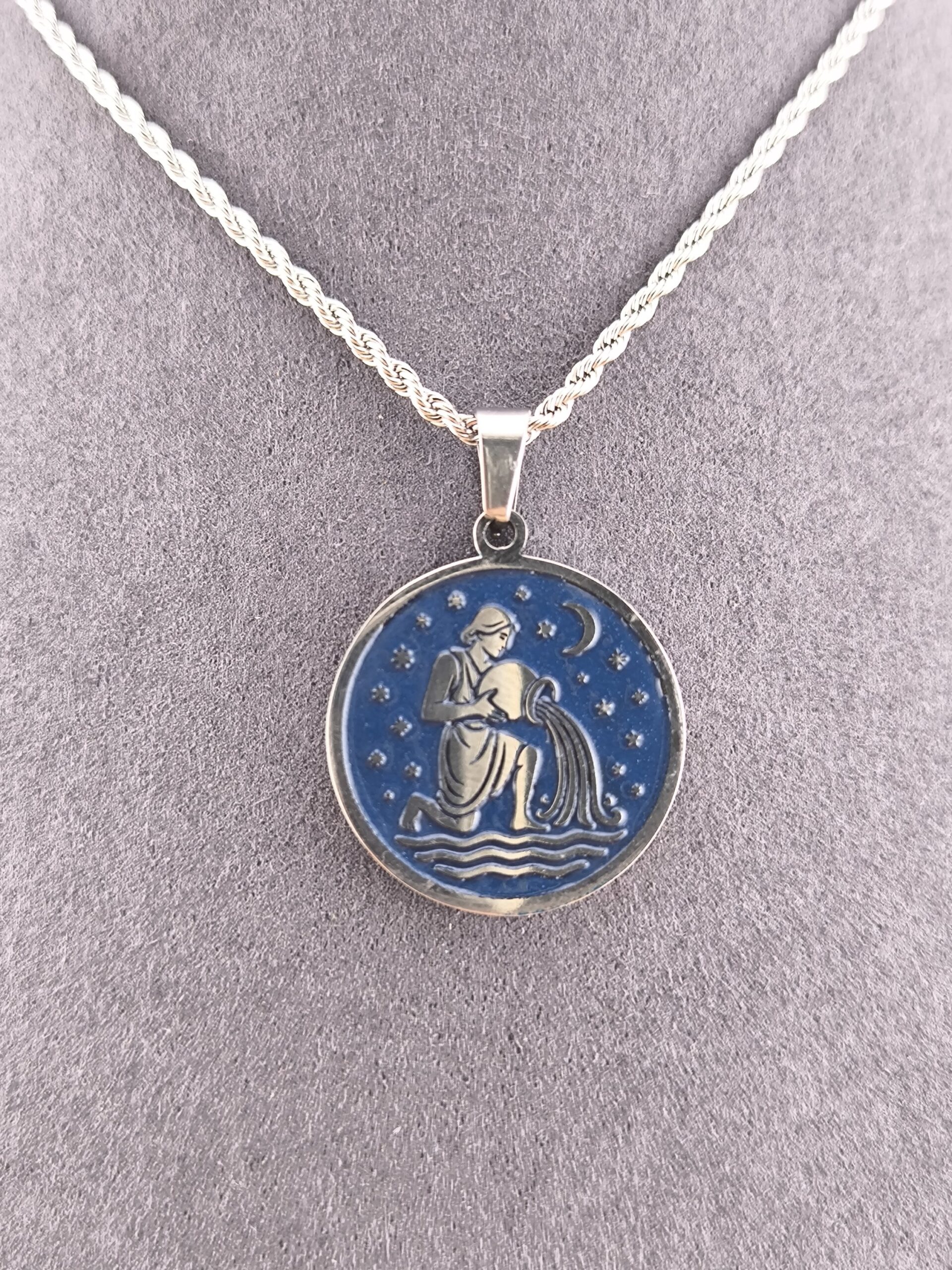 Aquarius zodiac necklace – blue - Image 9