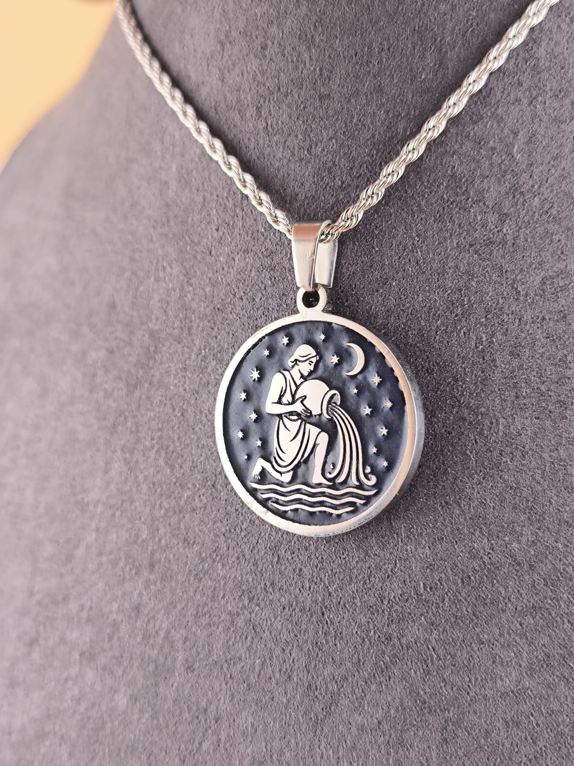 Aquarius zodiac necklace – blue - Image 4