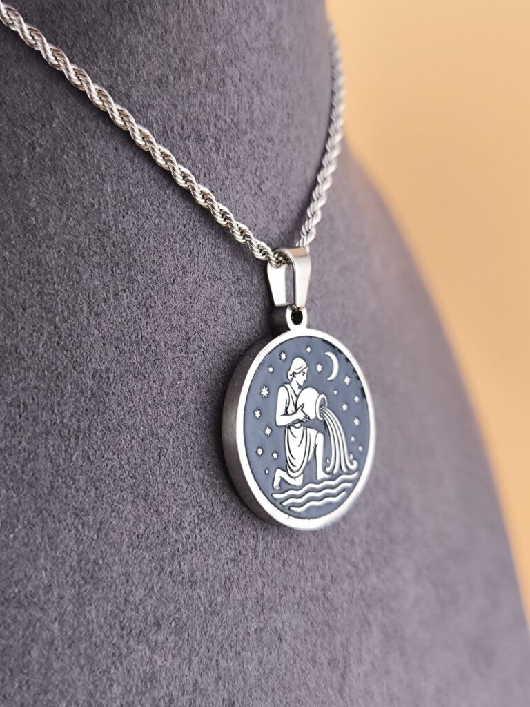 Aquarius zodiac necklace – blue - Image 3