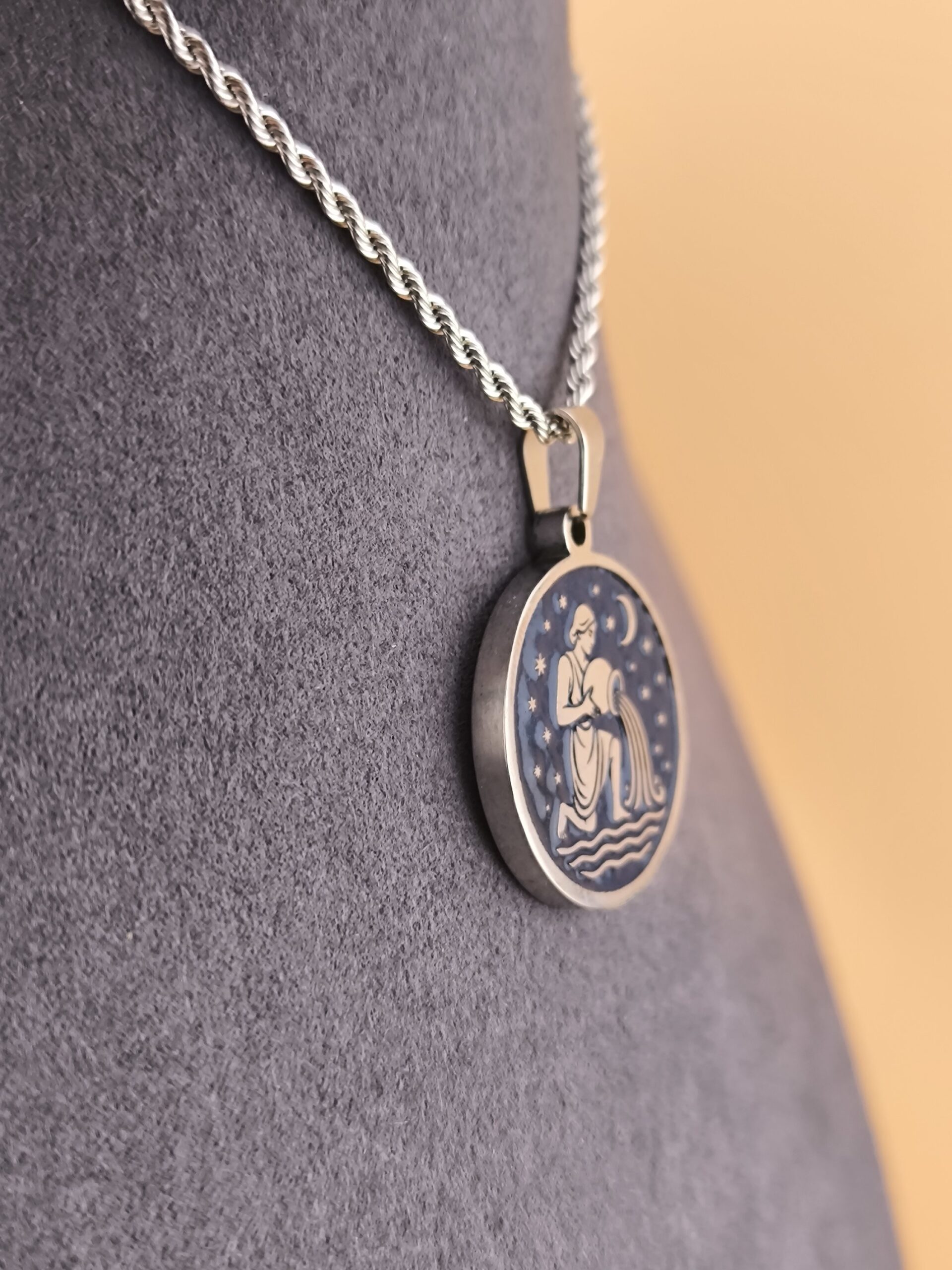 Aquarius zodiac necklace – blue - Image 5