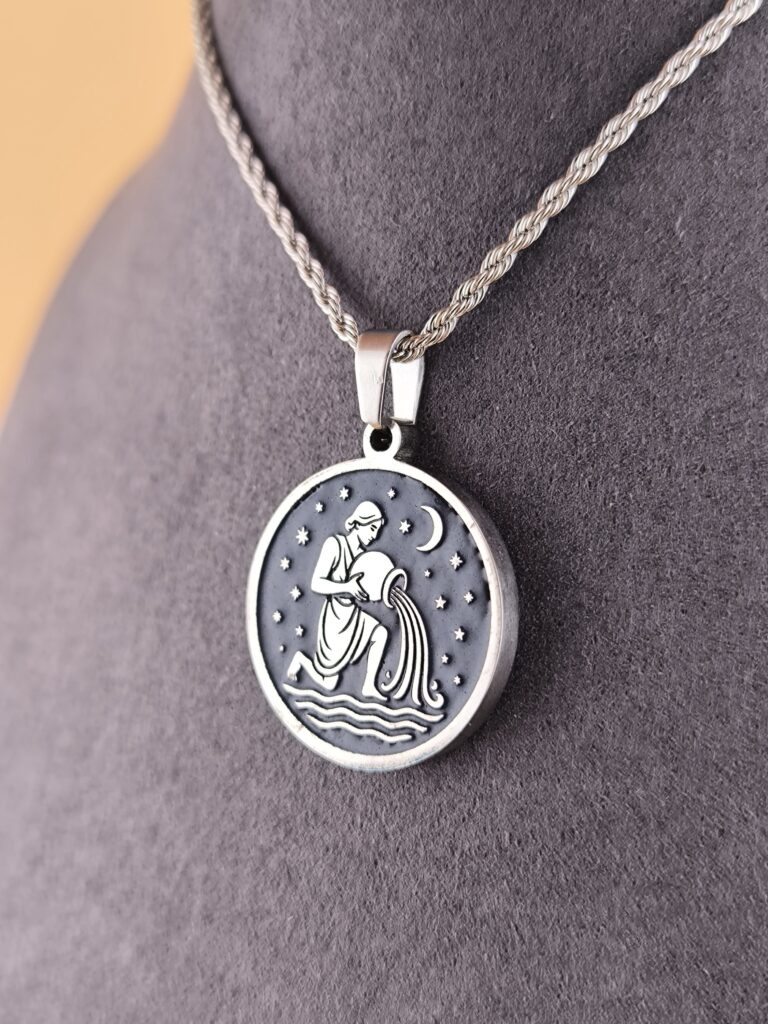Aquarius zodiac necklace – blue - Image 7
