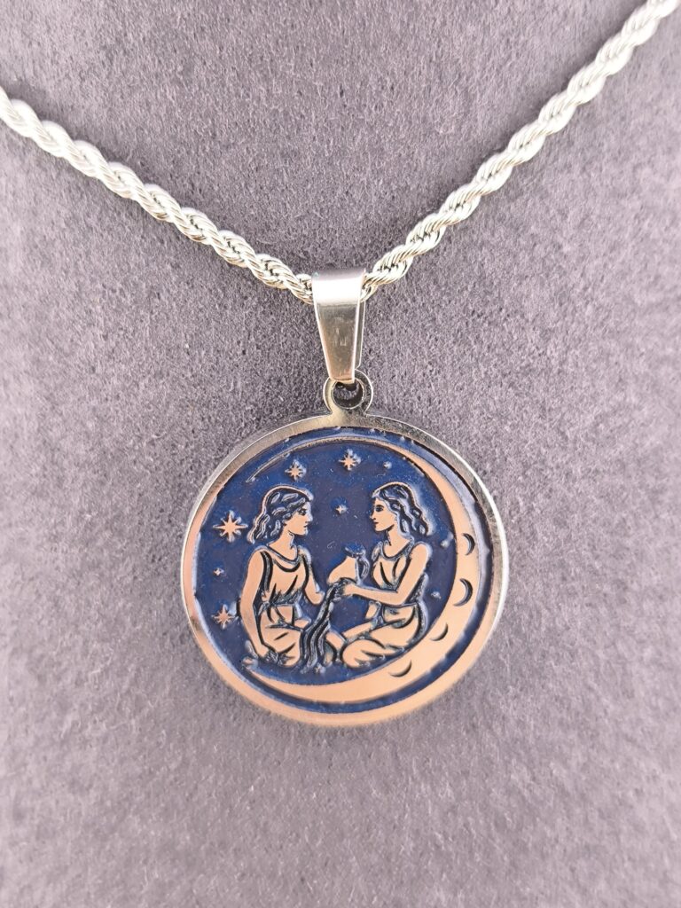 Gemini zodiac necklace - blue - Obrázok 6