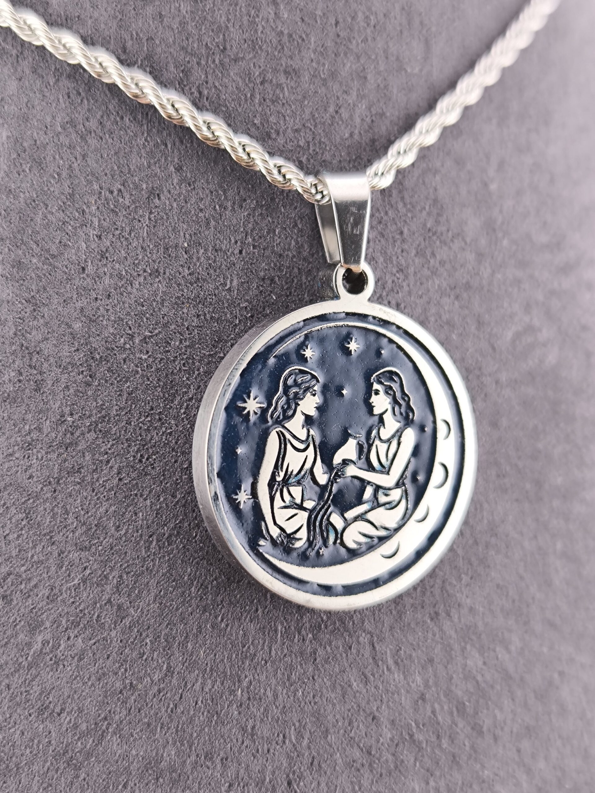 Gemini zodiac necklace - blue - Obrázok 3