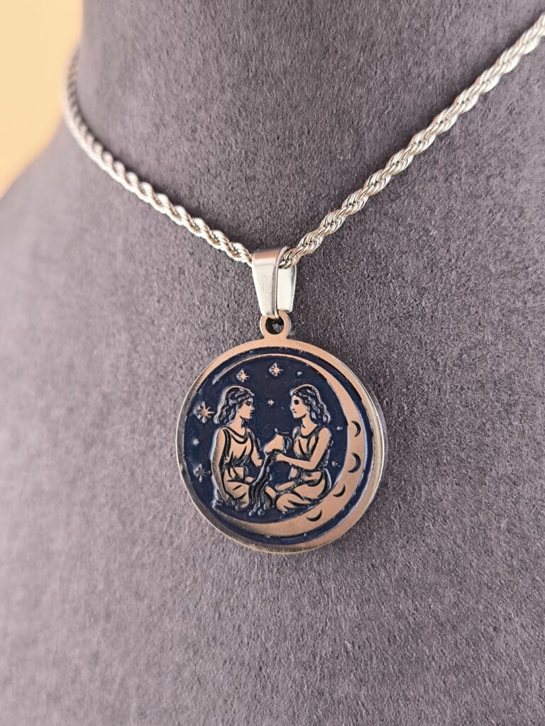 Gemini zodiac necklace - blue - Obrázok 4