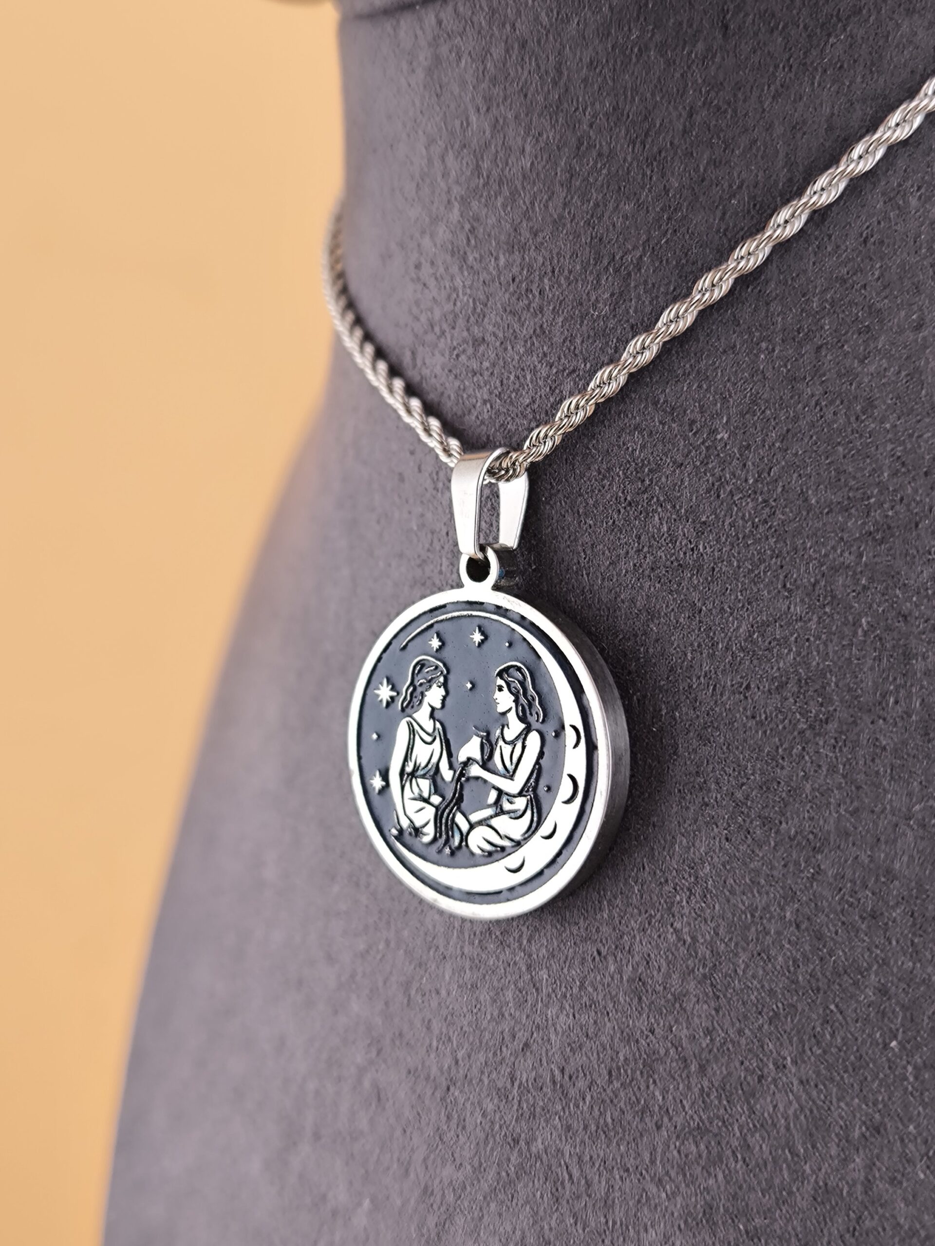 Gemini zodiac necklace - blue - Obrázok 5