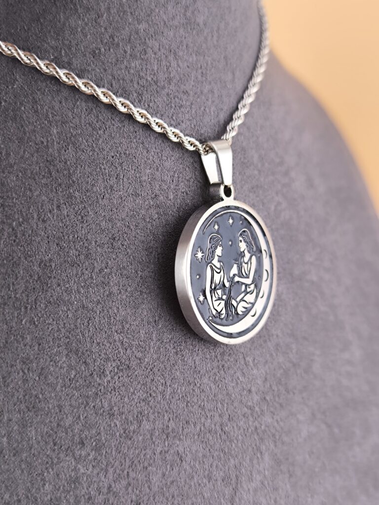 Gemini zodiac necklace - blue - Obrázok 2