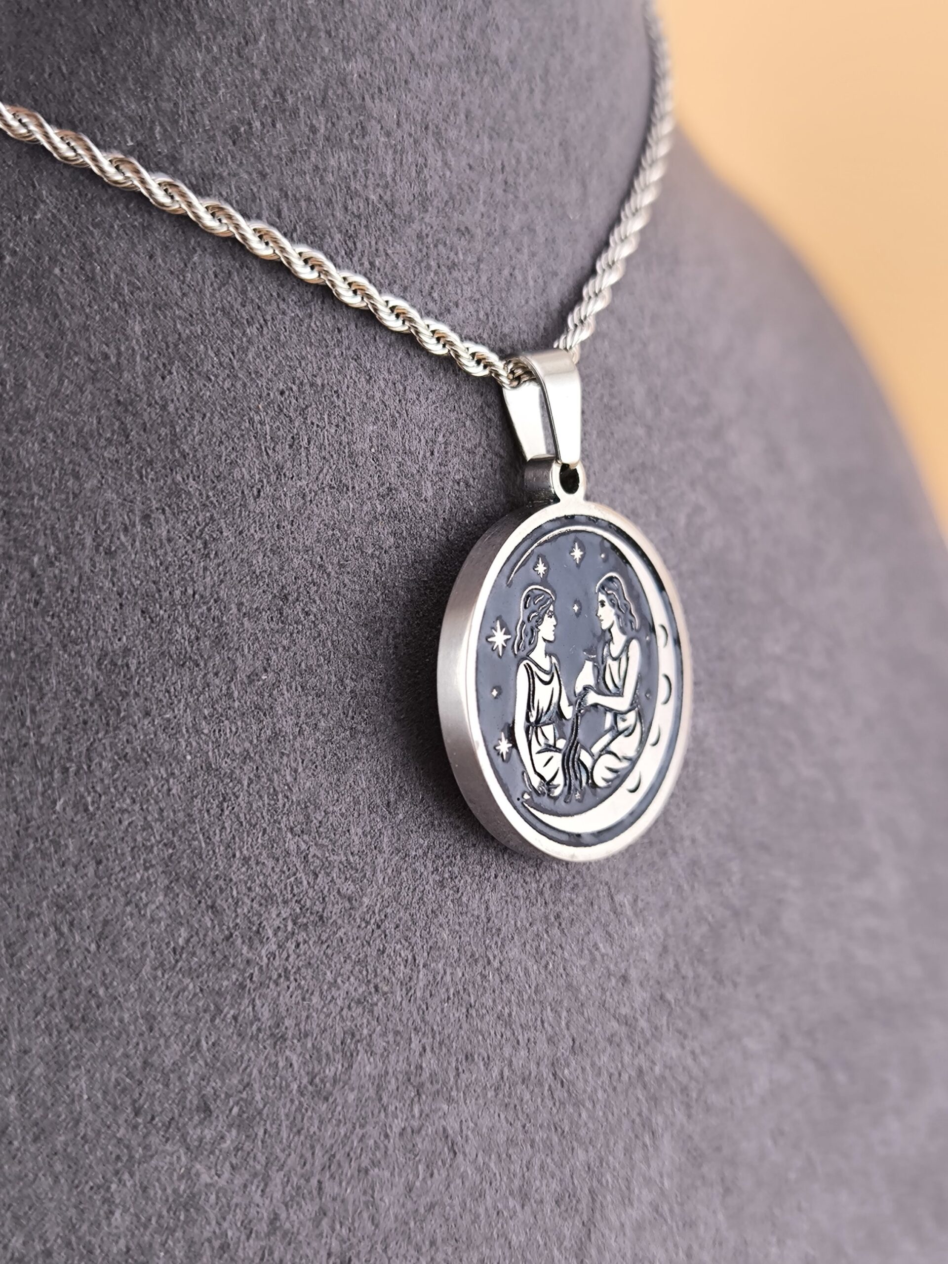 Gemini zodiac necklace - blue - Obrázok 2