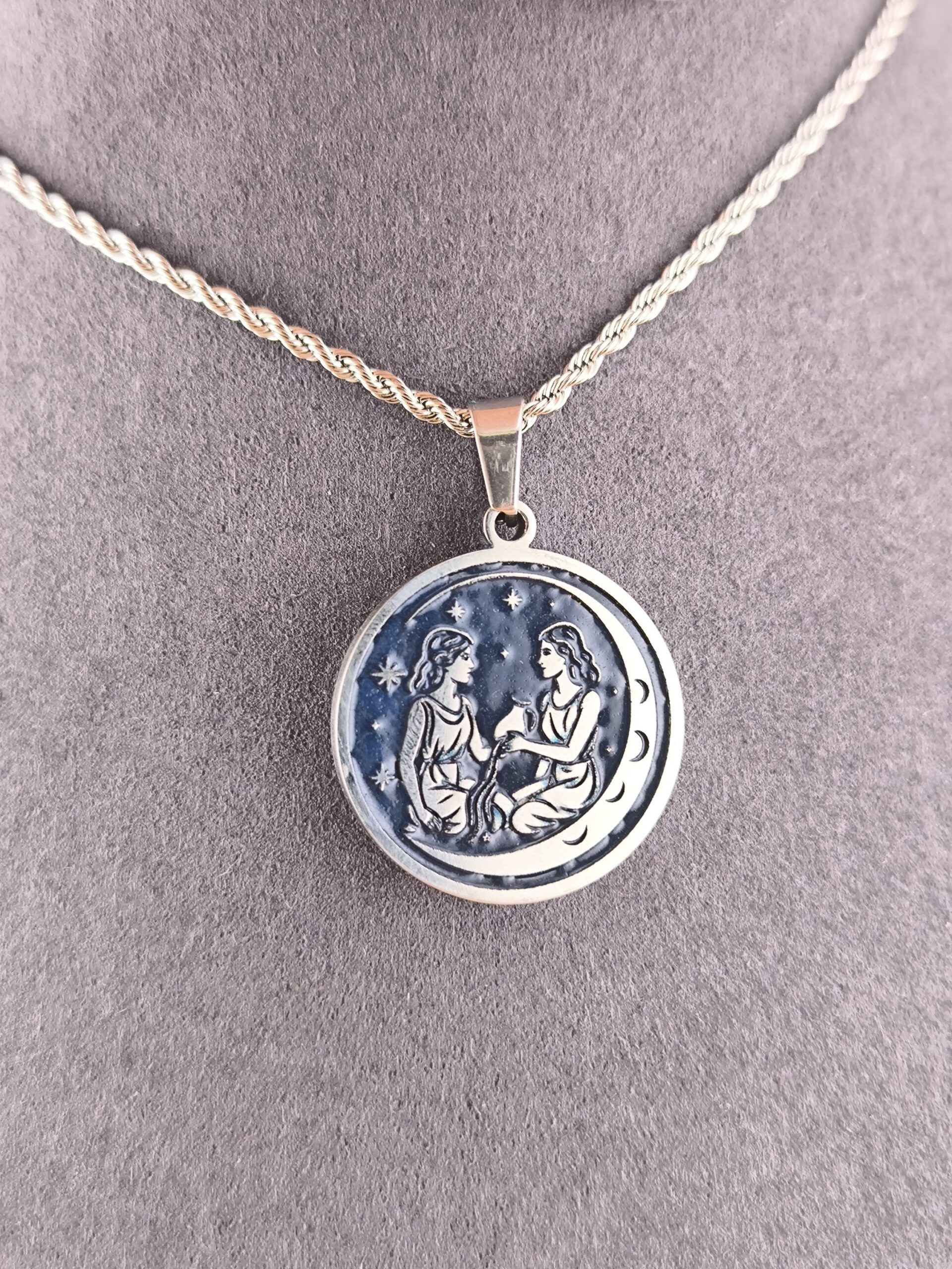 Gemini zodiac necklace - blue - Obrázok 7