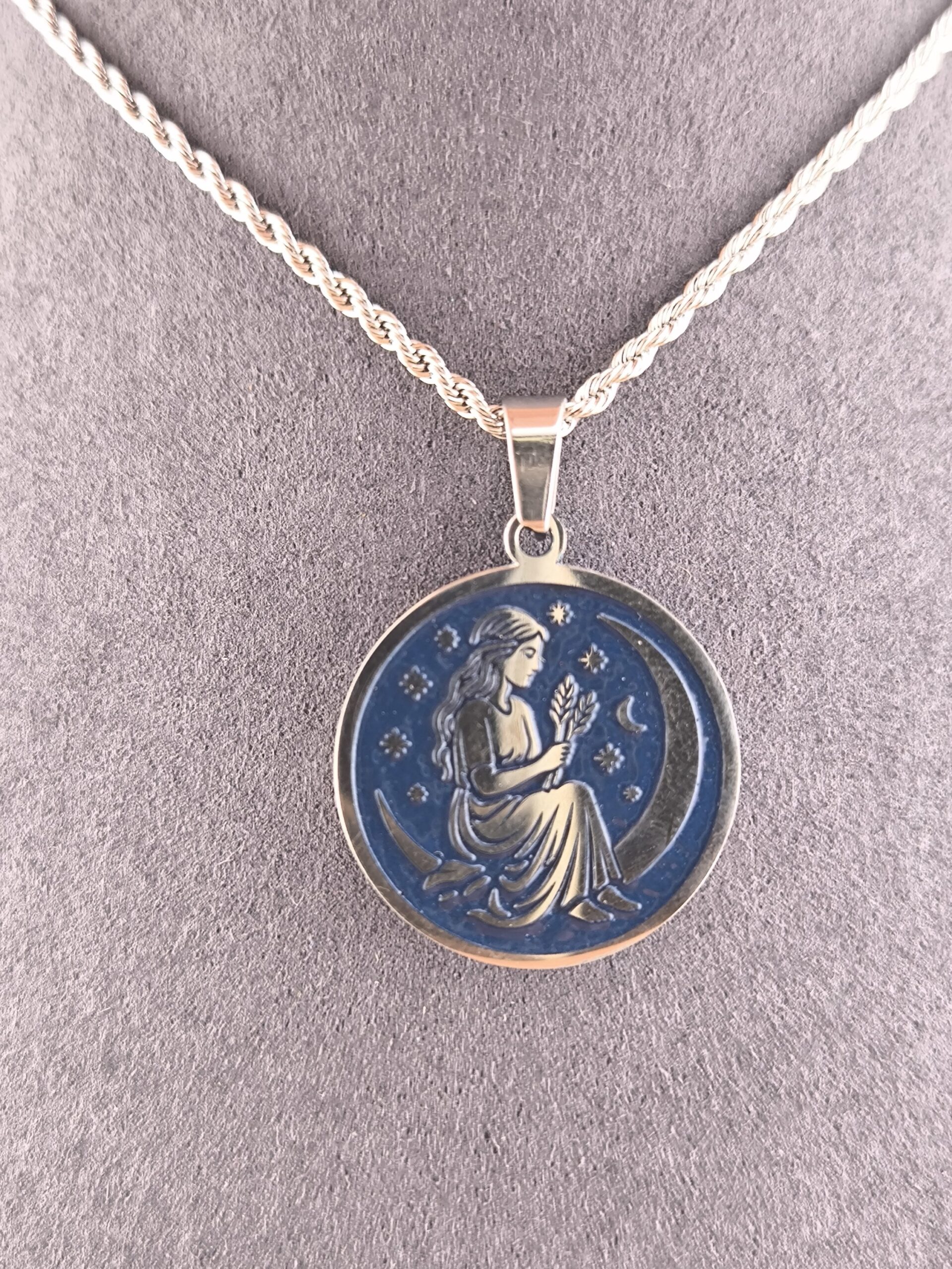 Virgo zodiac necklace - blue