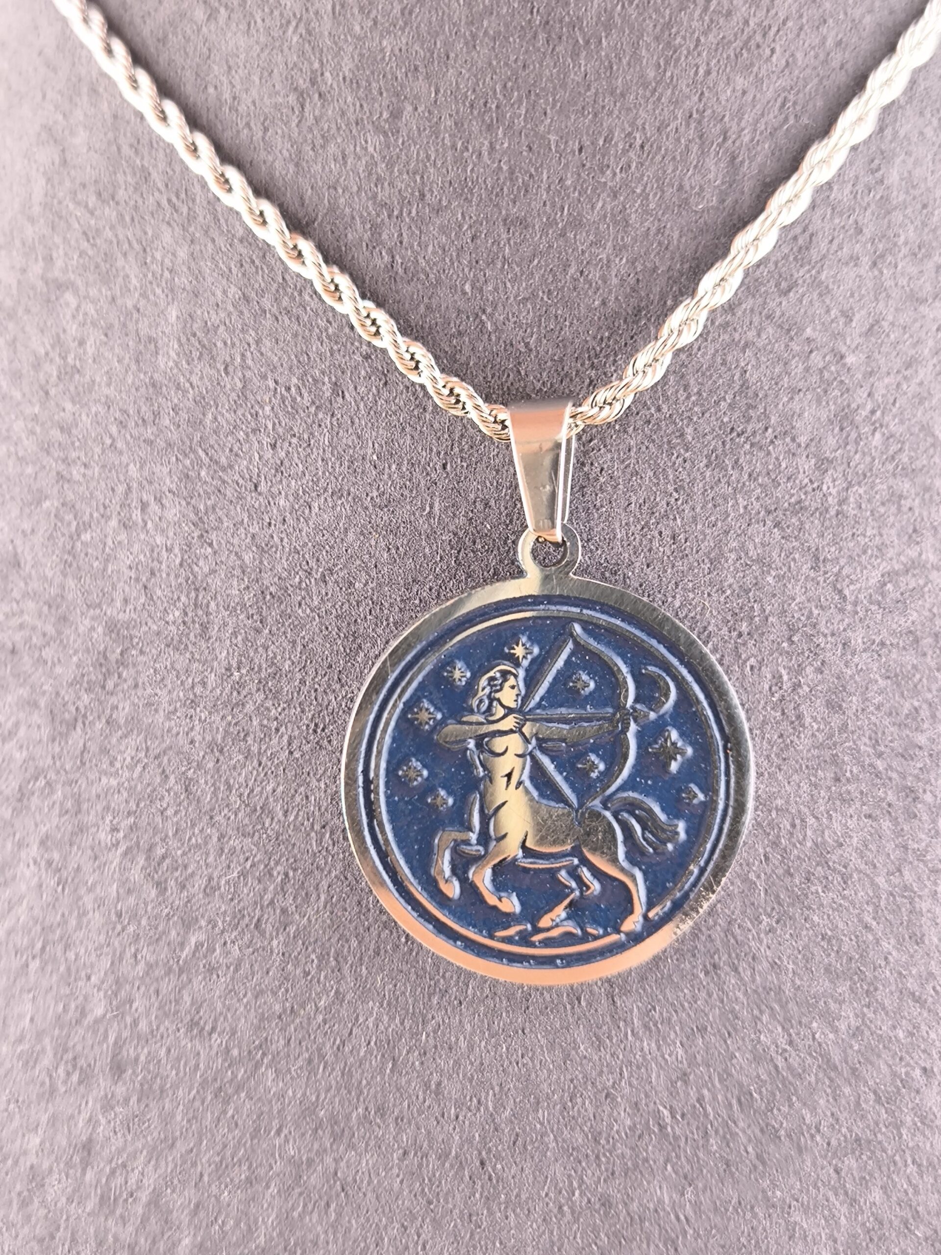 Sagittarius zodiac necklace – blue