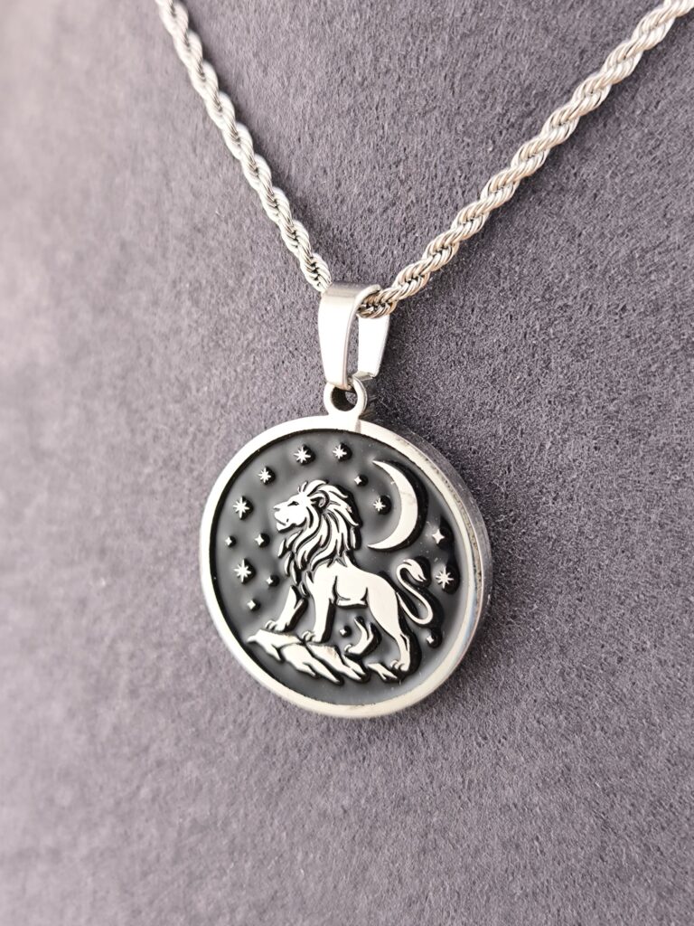 Leo zodiac necklace – Black - Image 2