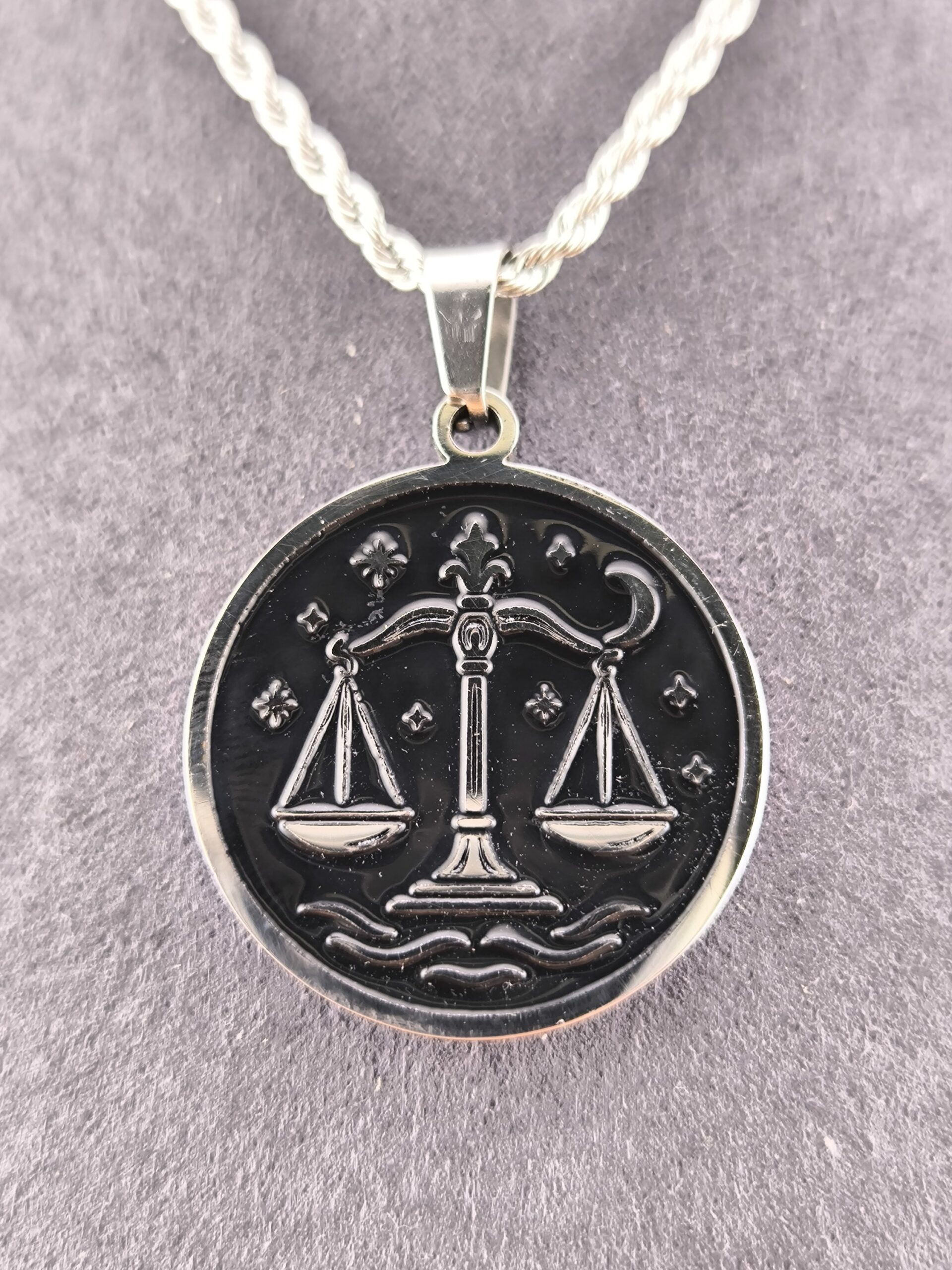 Libra zodiac necklace - Black