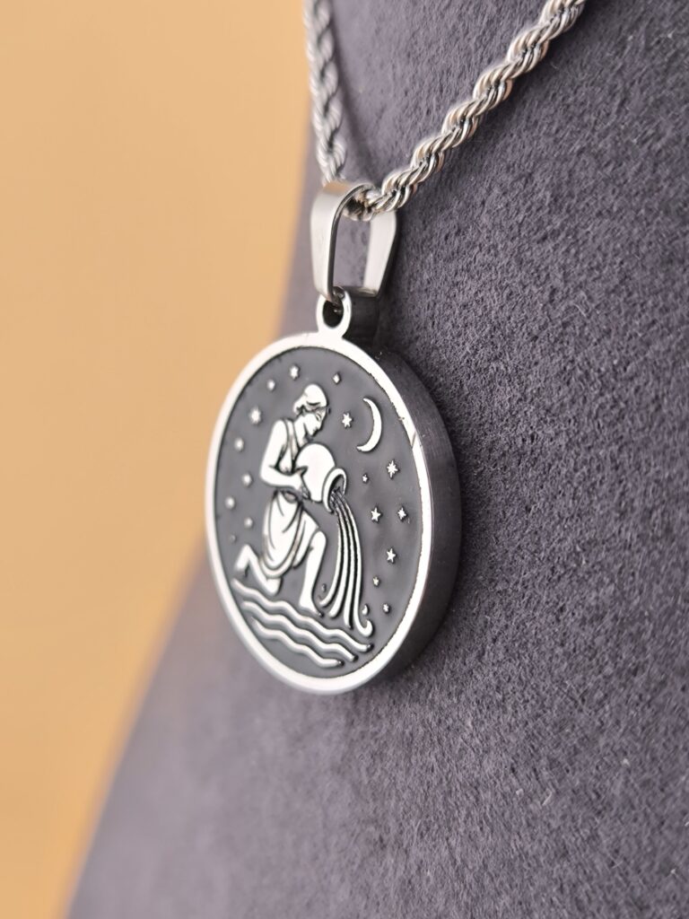 Aquarius zodiac necklace – black - Image 6