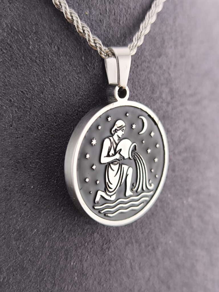 Aquarius zodiac necklace – black - Image 5