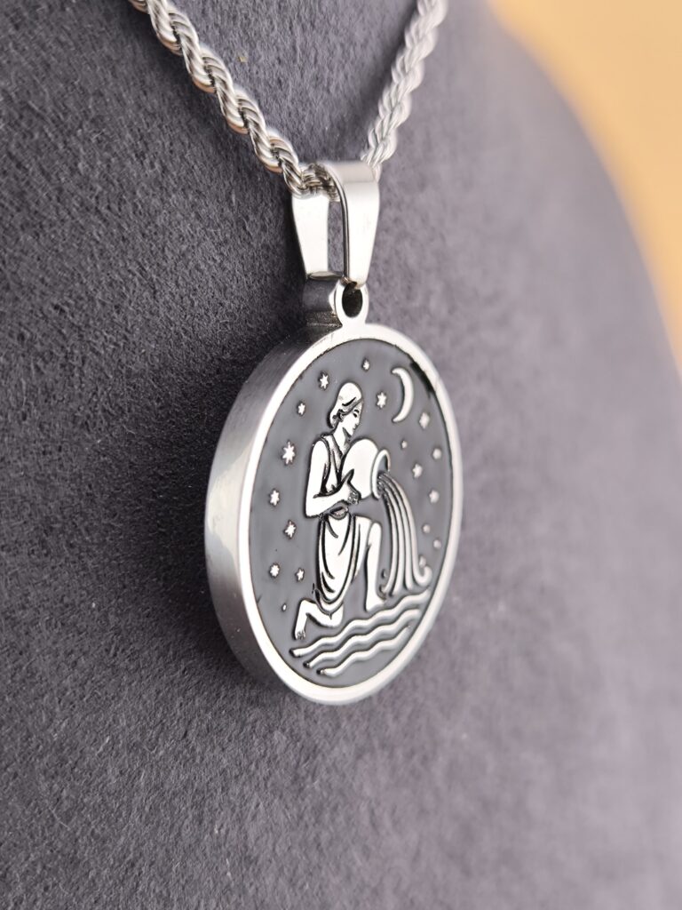 Aquarius zodiac necklace – black - Image 3
